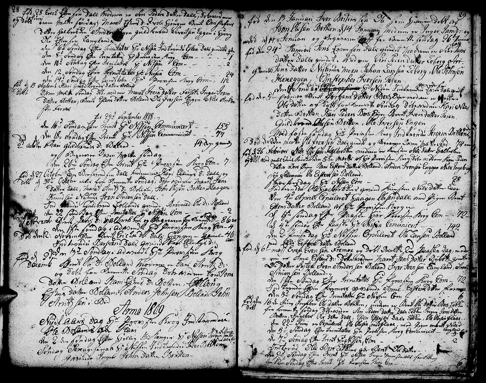 Ministerialprotokoller, klokkerbøker og fødselsregistre - Sør-Trøndelag, SAT/A-1456/693/L1120: Parish register (copy) no. 693C01, 1799-1816, p. 28-29