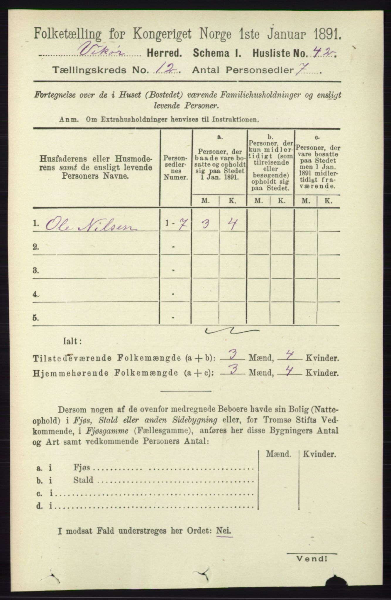 RA, 1891 census for 1238 Vikør, 1891, p. 3299