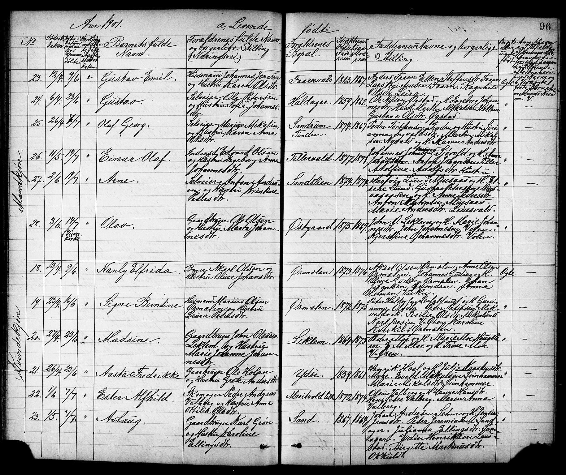 Ministerialprotokoller, klokkerbøker og fødselsregistre - Nord-Trøndelag, AV/SAT-A-1458/723/L0257: Parish register (copy) no. 723C05, 1890-1907, p. 96