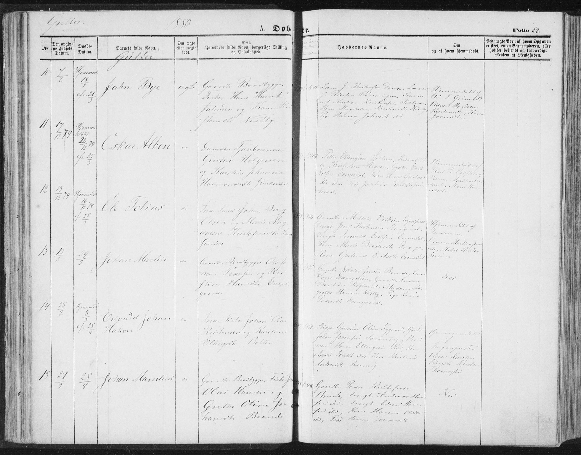 Ministerialprotokoller, klokkerbøker og fødselsregistre - Nordland, AV/SAT-A-1459/847/L0668: Parish register (official) no. 847A08, 1872-1886, p. 63