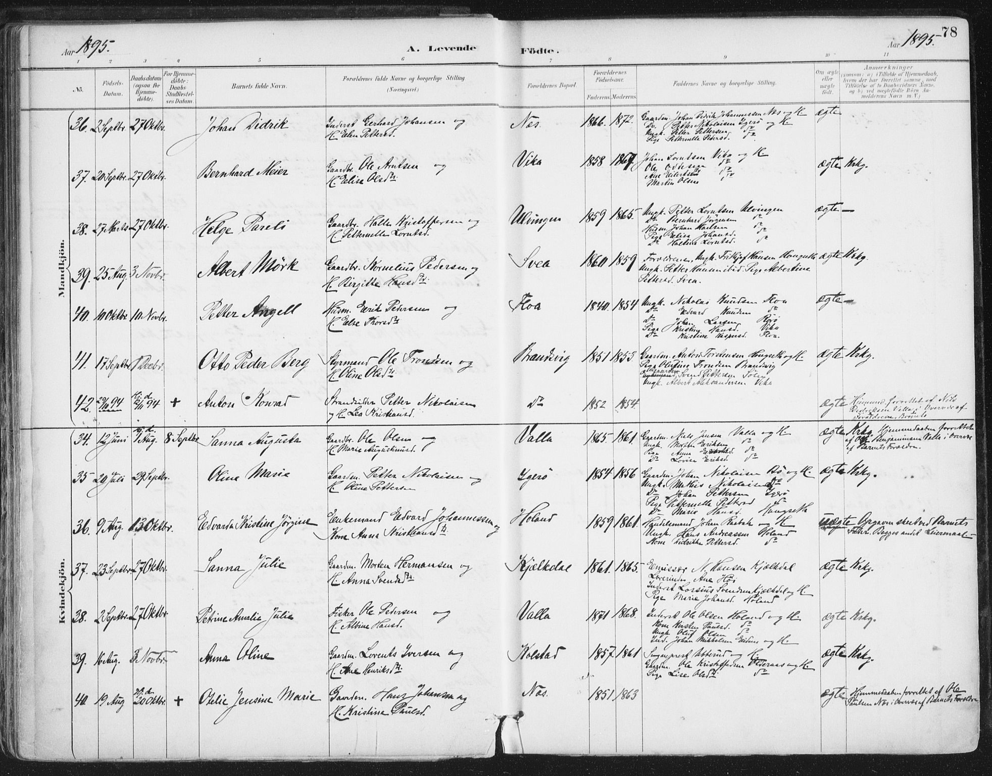 Ministerialprotokoller, klokkerbøker og fødselsregistre - Nordland, AV/SAT-A-1459/816/L0244: Parish register (official) no. 816A10, 1886-1903, p. 78