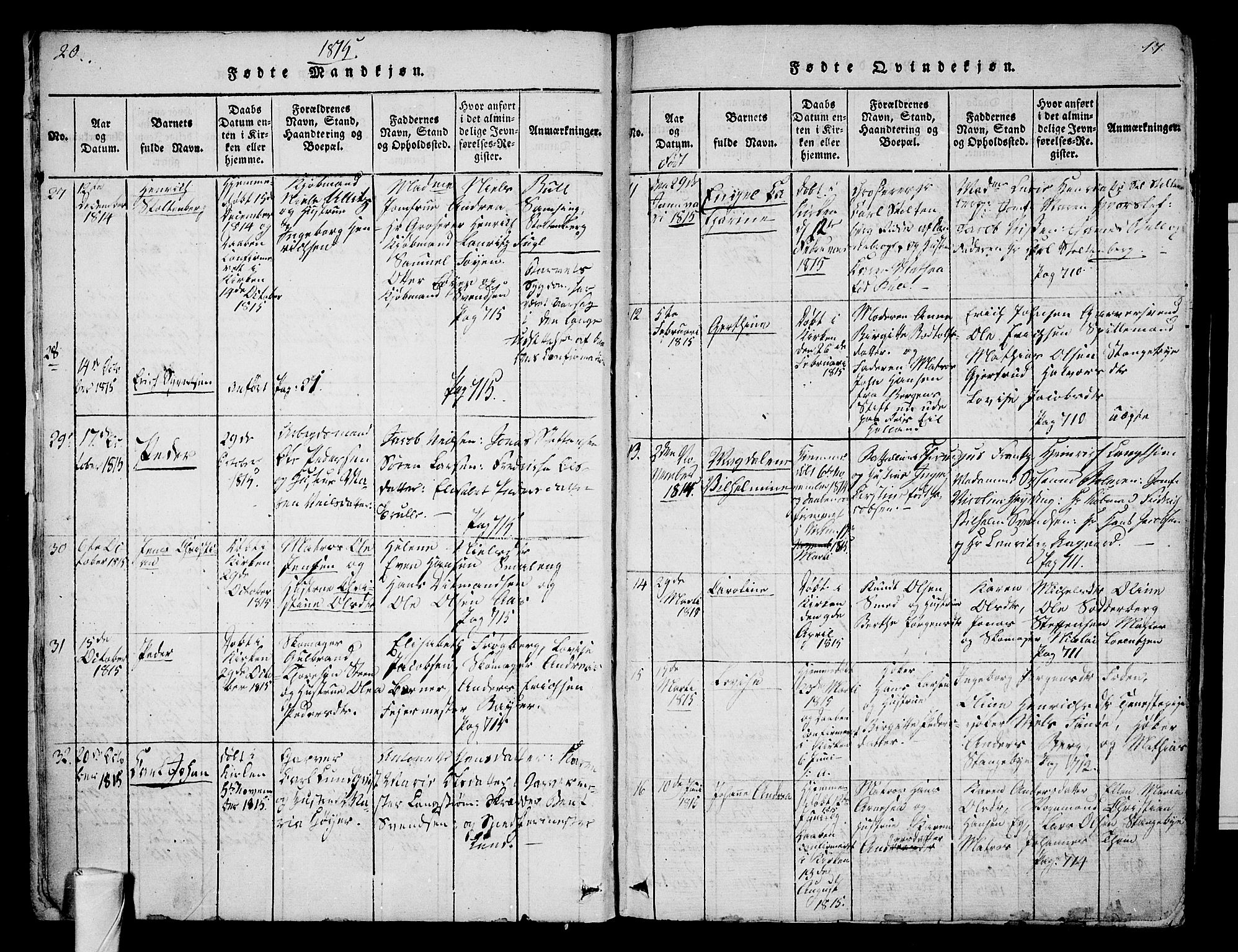 Tønsberg kirkebøker, SAKO/A-330/F/Fa/L0004: Parish register (official) no. I 4, 1813-1826, p. 18-19