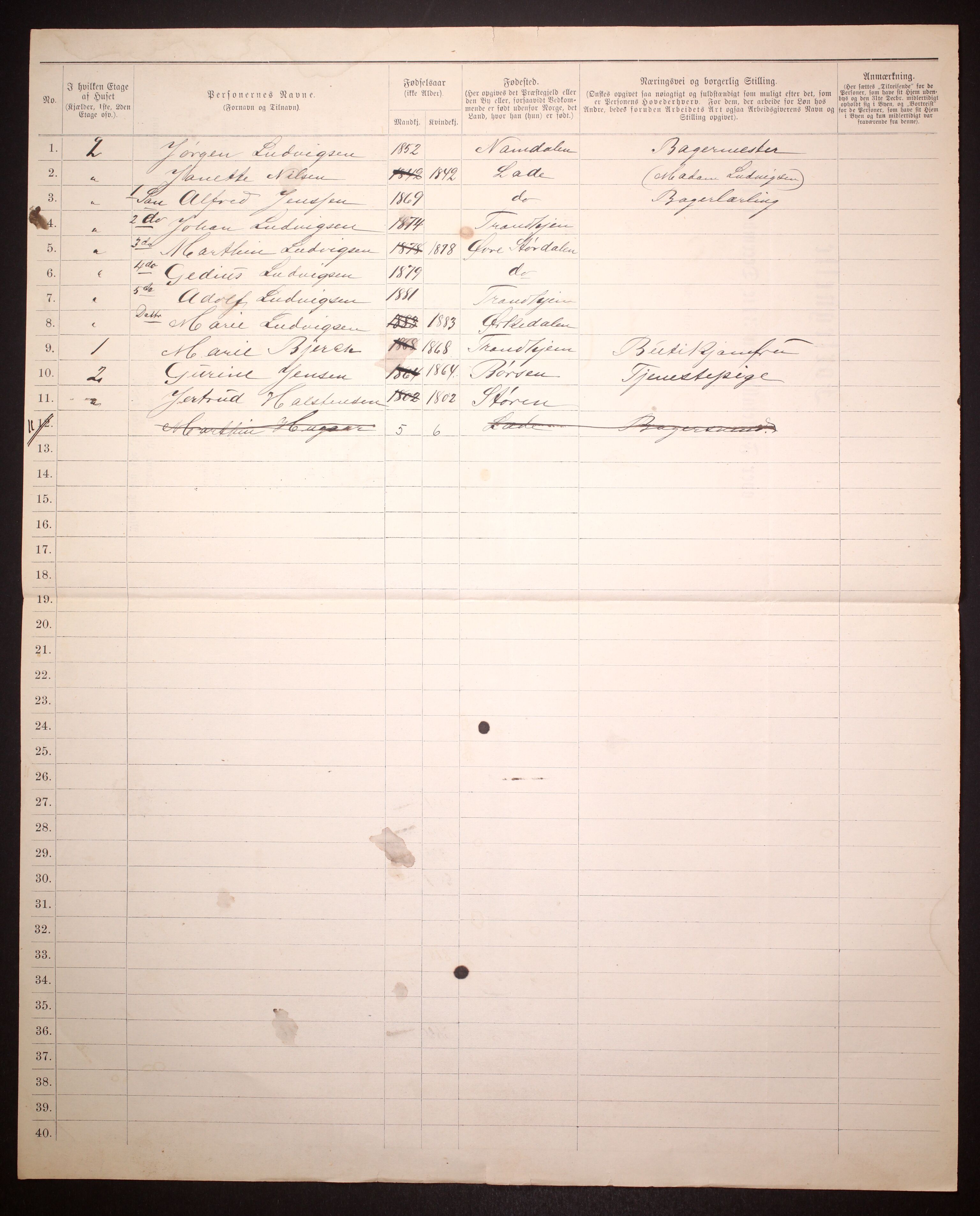 SAT, 1885 census for 1601 Trondheim, 1885, p. 1467