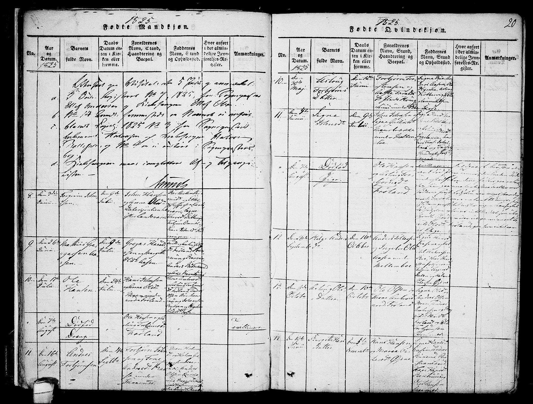 Hjartdal kirkebøker, SAKO/A-270/F/Fb/L0001: Parish register (official) no. II 1, 1815-1843, p. 20