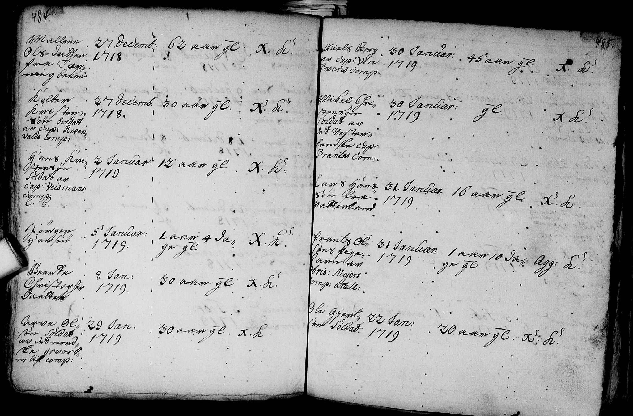 Aker prestekontor kirkebøker, AV/SAO-A-10861/F/L0002: Parish register (official) no. 2, 1714-1720, p. 484-485