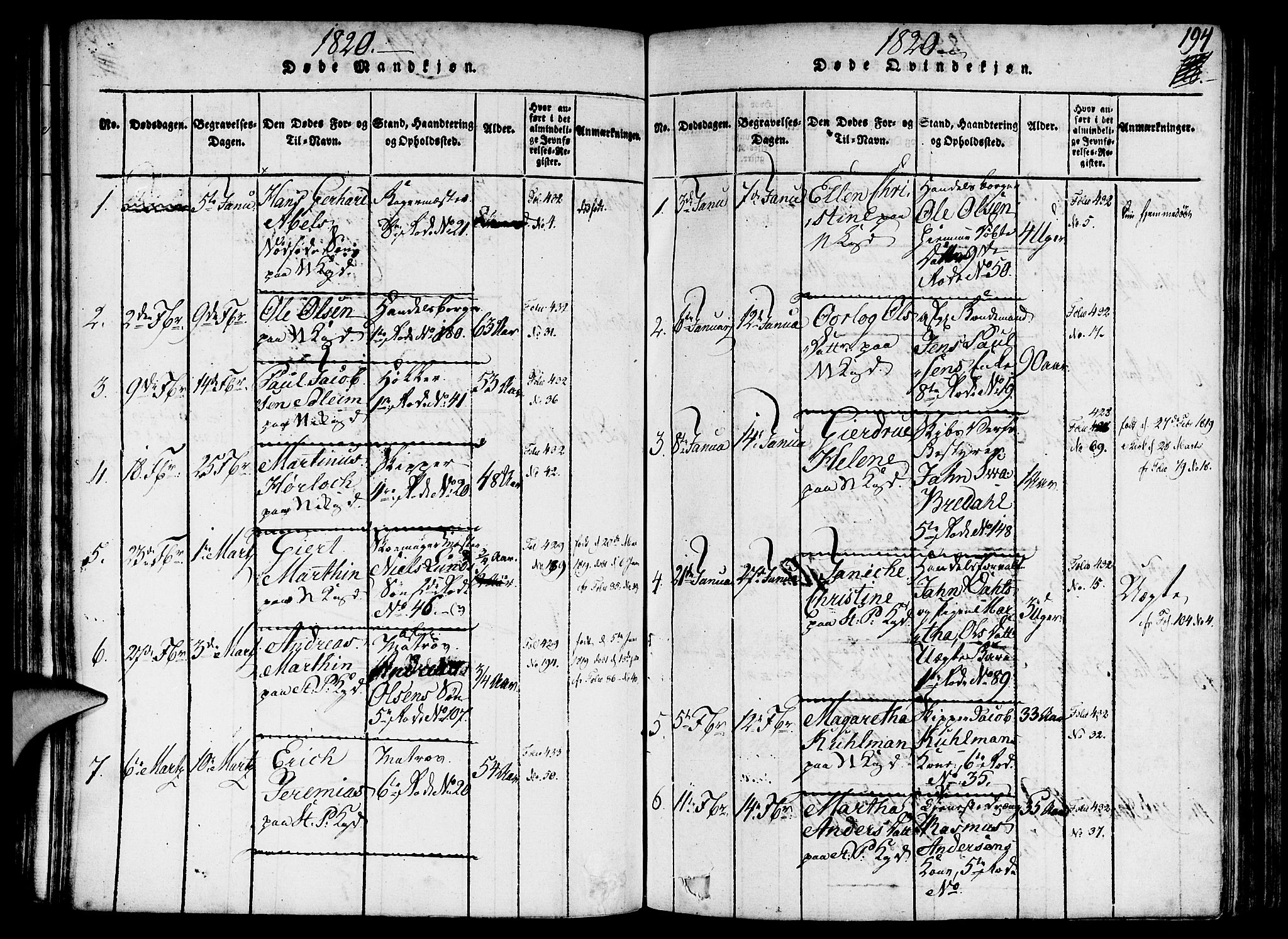 Nykirken Sokneprestembete, AV/SAB-A-77101/H/Haa/L0011: Parish register (official) no. A 11, 1816-1821, p. 194