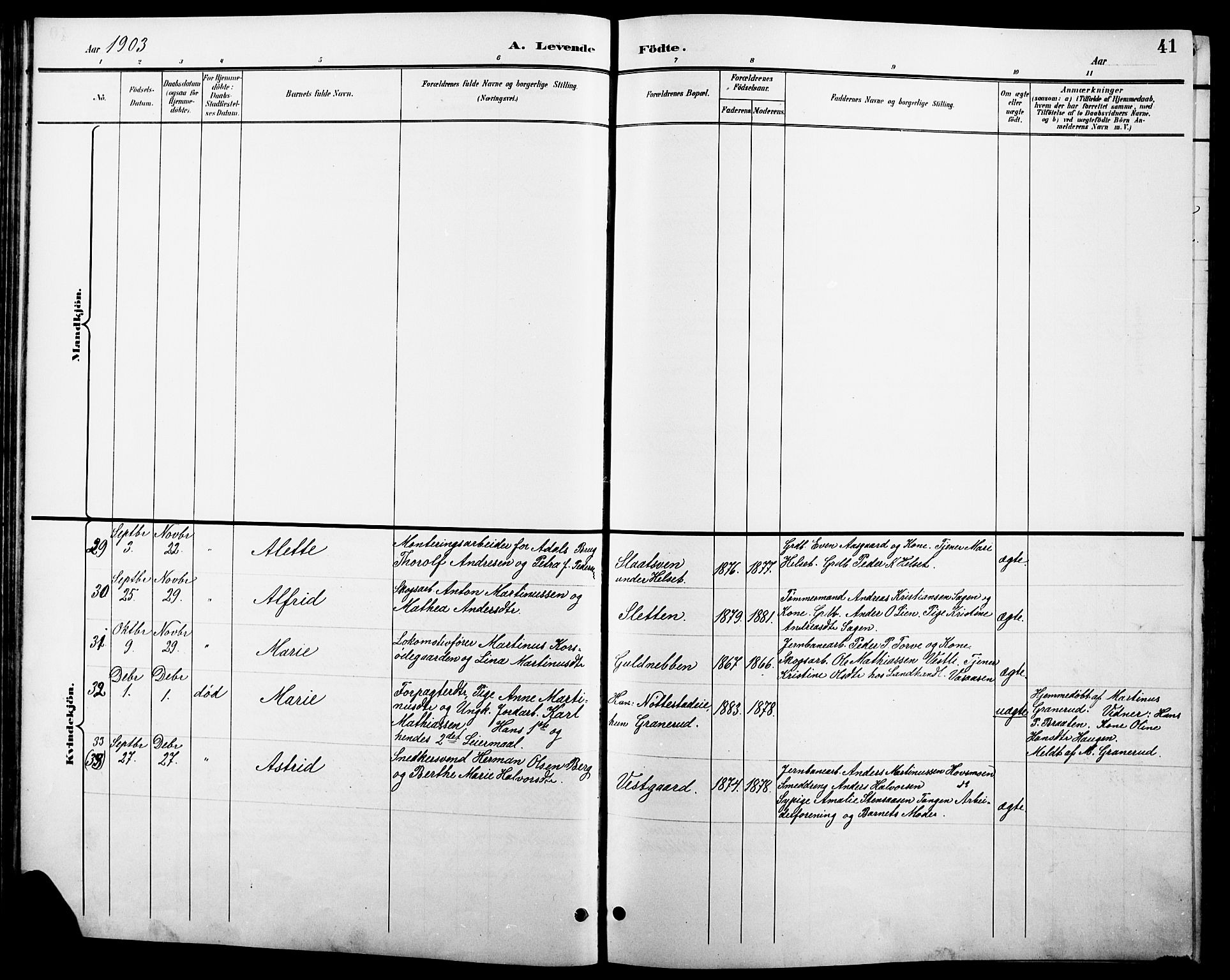 Stange prestekontor, SAH/PREST-002/L/L0011: Parish register (copy) no. 11, 1895-1917, p. 41