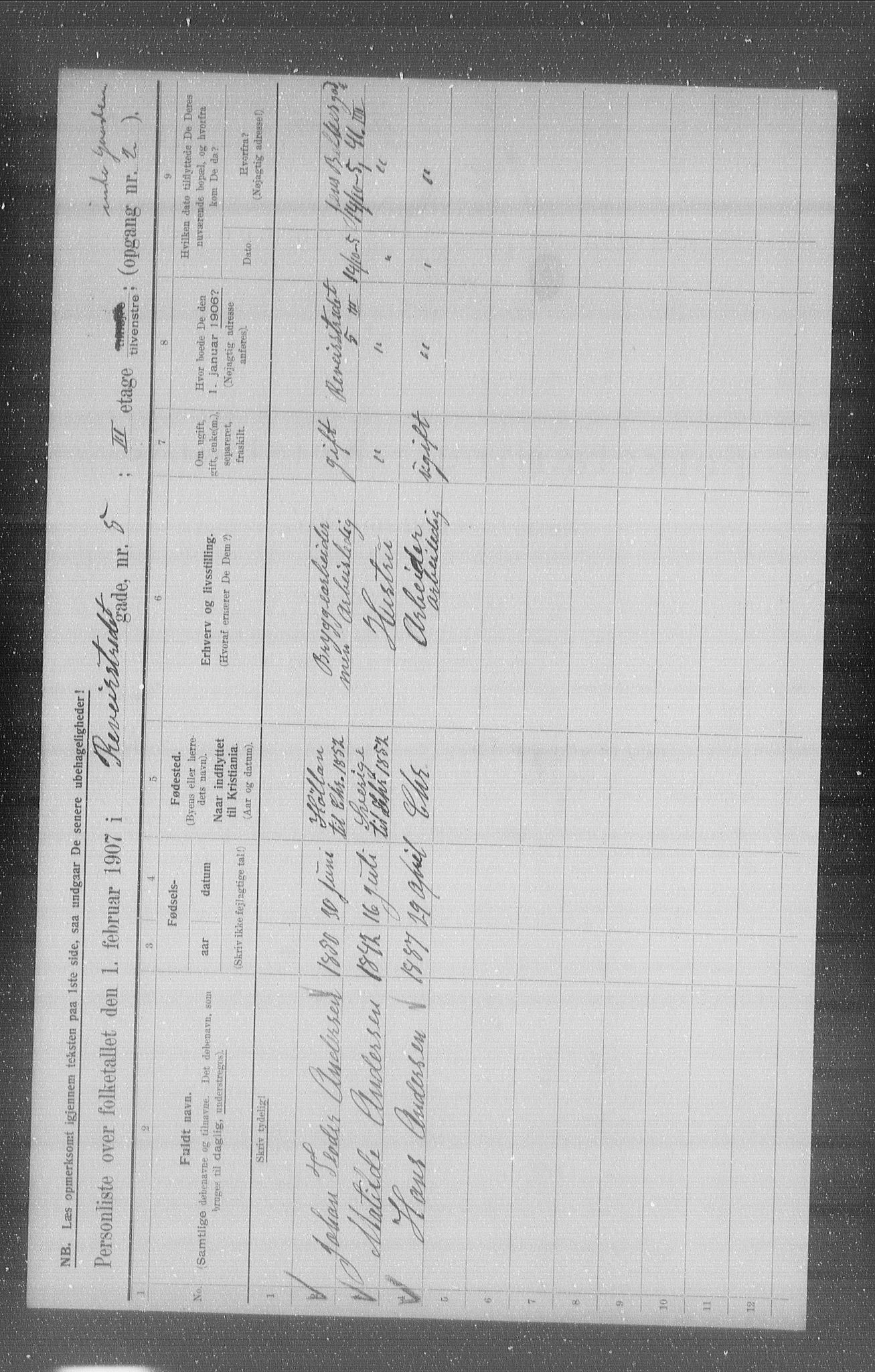 OBA, Municipal Census 1907 for Kristiania, 1907, p. 42308