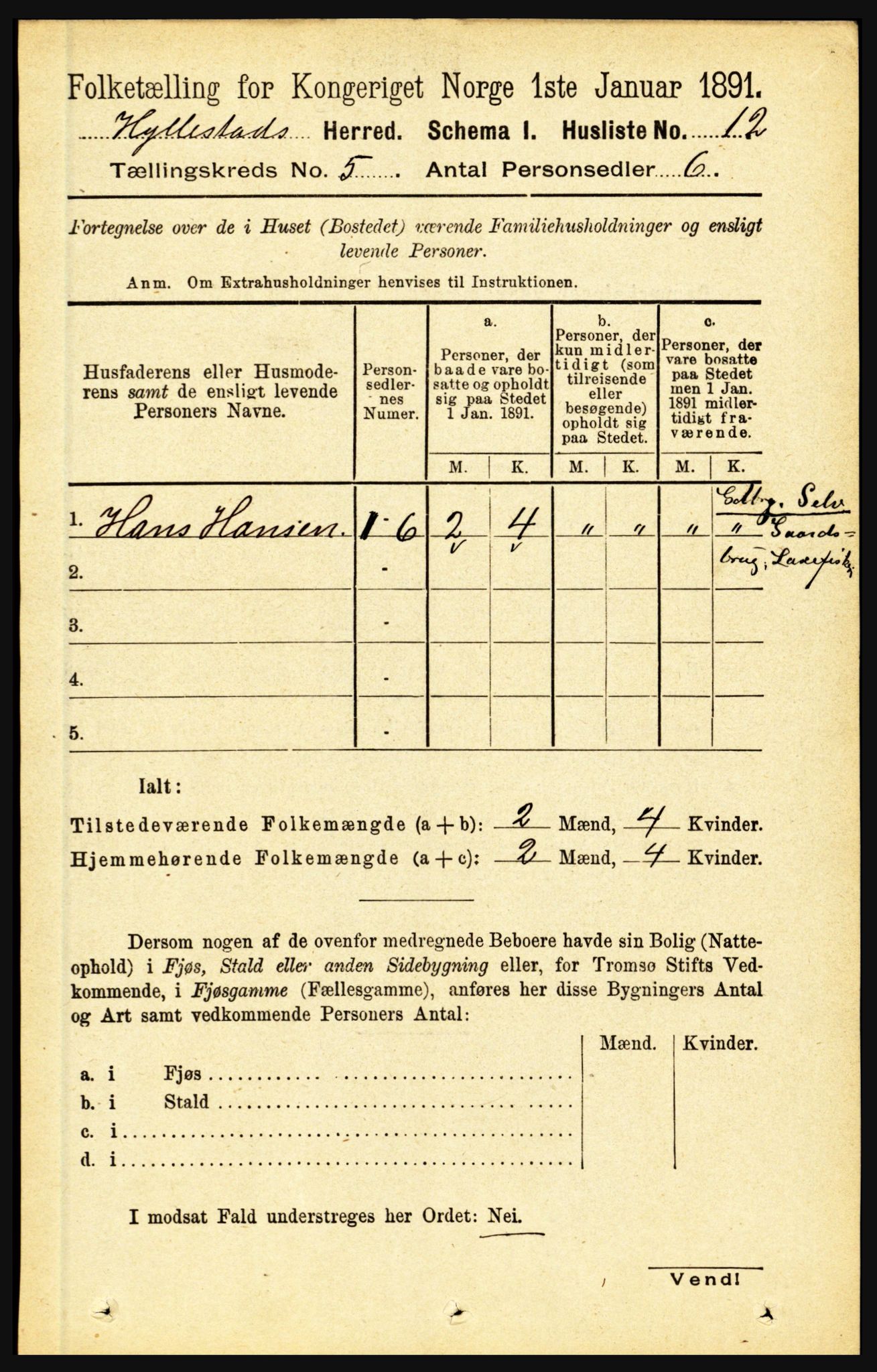 RA, 1891 census for 1413 Hyllestad, 1891, p. 787