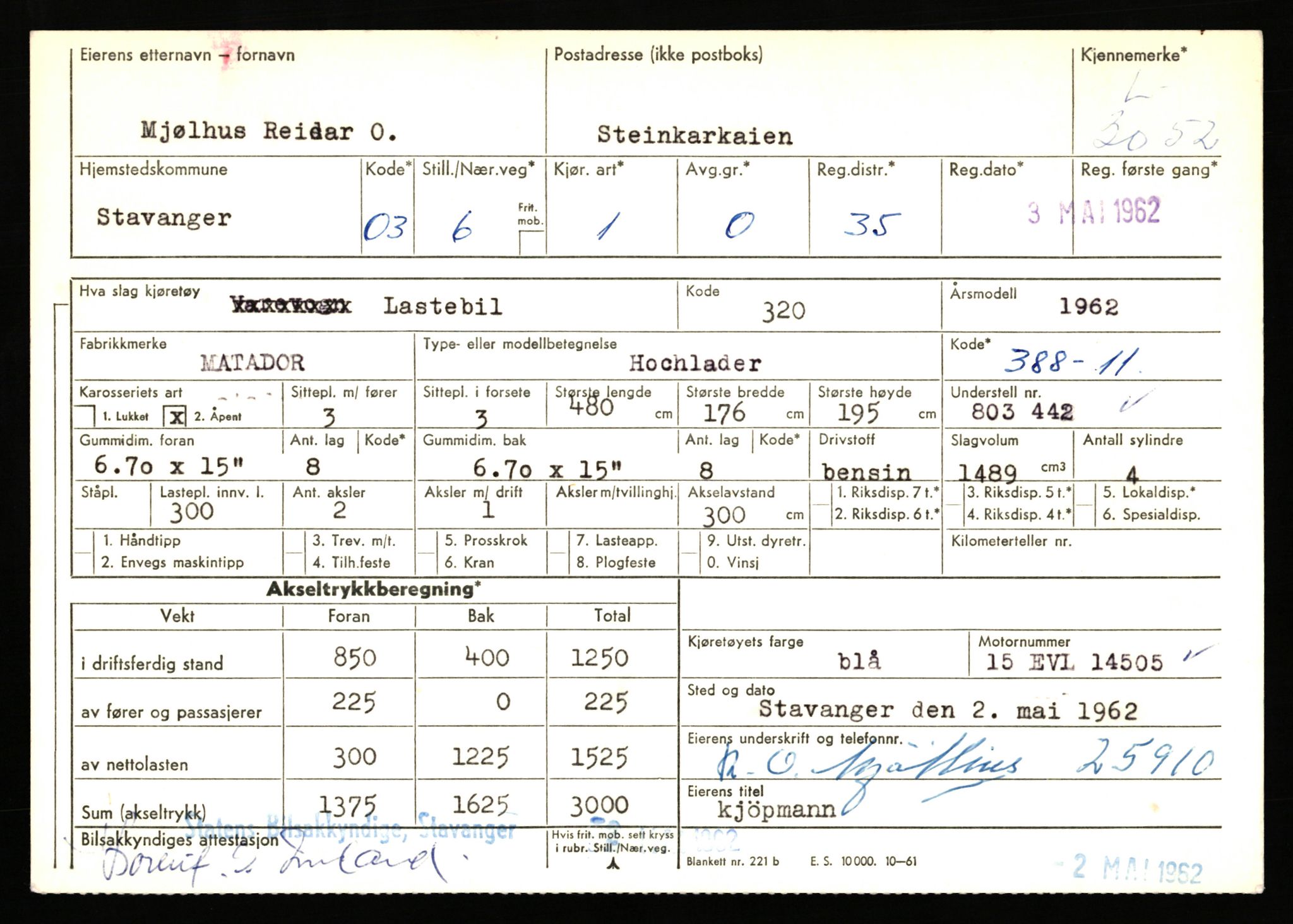 Stavanger trafikkstasjon, AV/SAST-A-101942/0/F/L0009: L-3000 - L-3349, 1930-1971, p. 313