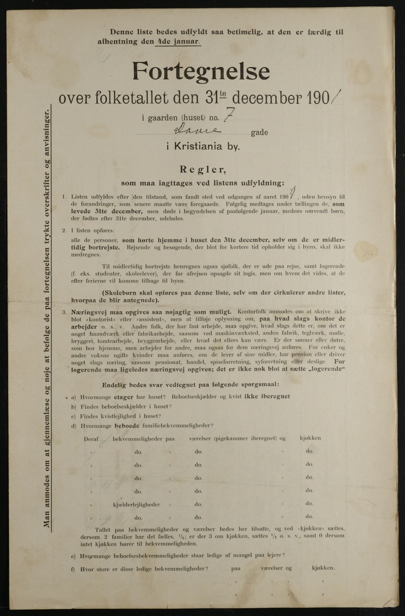 OBA, Municipal Census 1901 for Kristiania, 1901, p. 2619