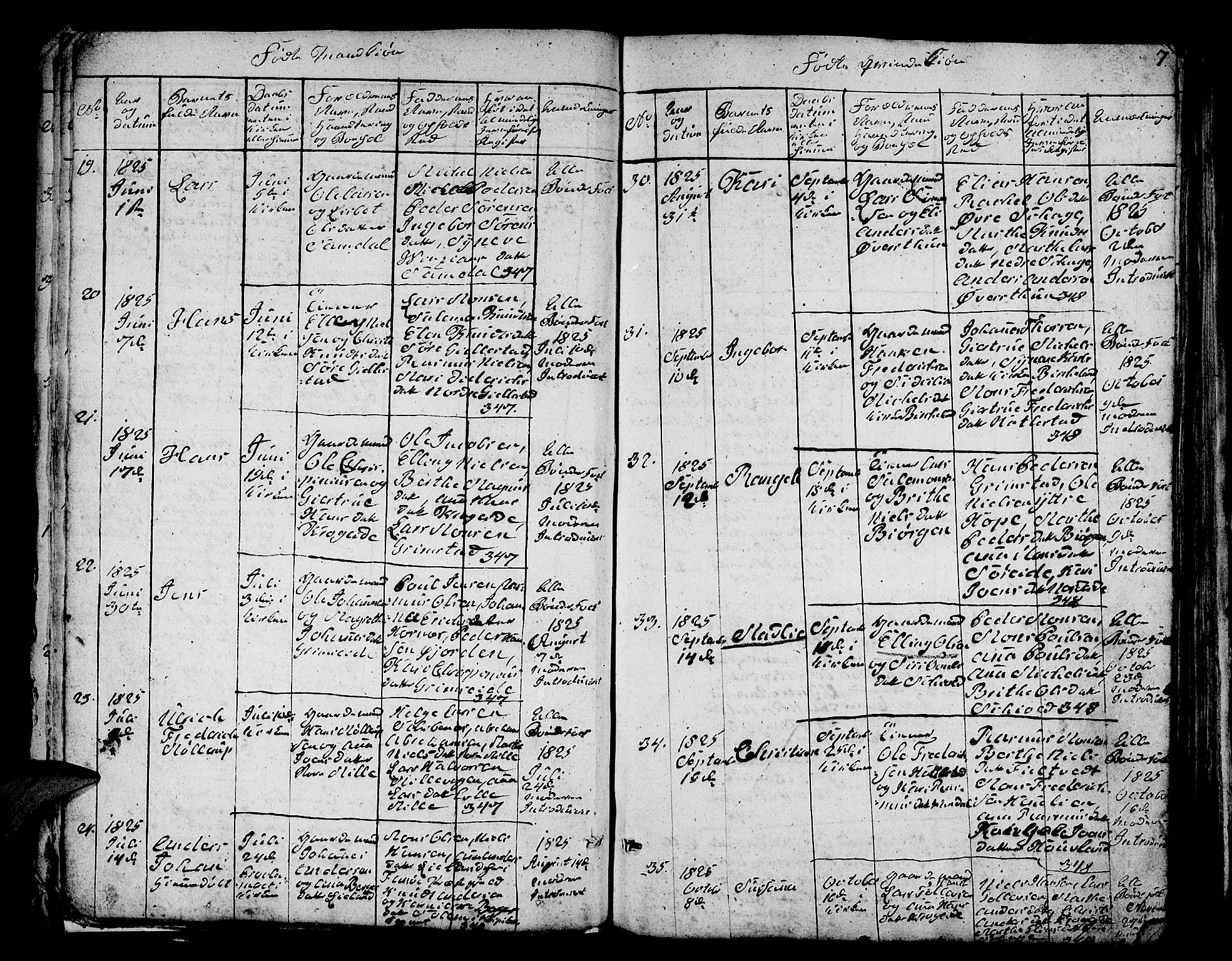 Fana Sokneprestembete, AV/SAB-A-75101/H/Hab/Habc/L0001: Parish register (copy) no. C 1, 1824-1837, p. 7