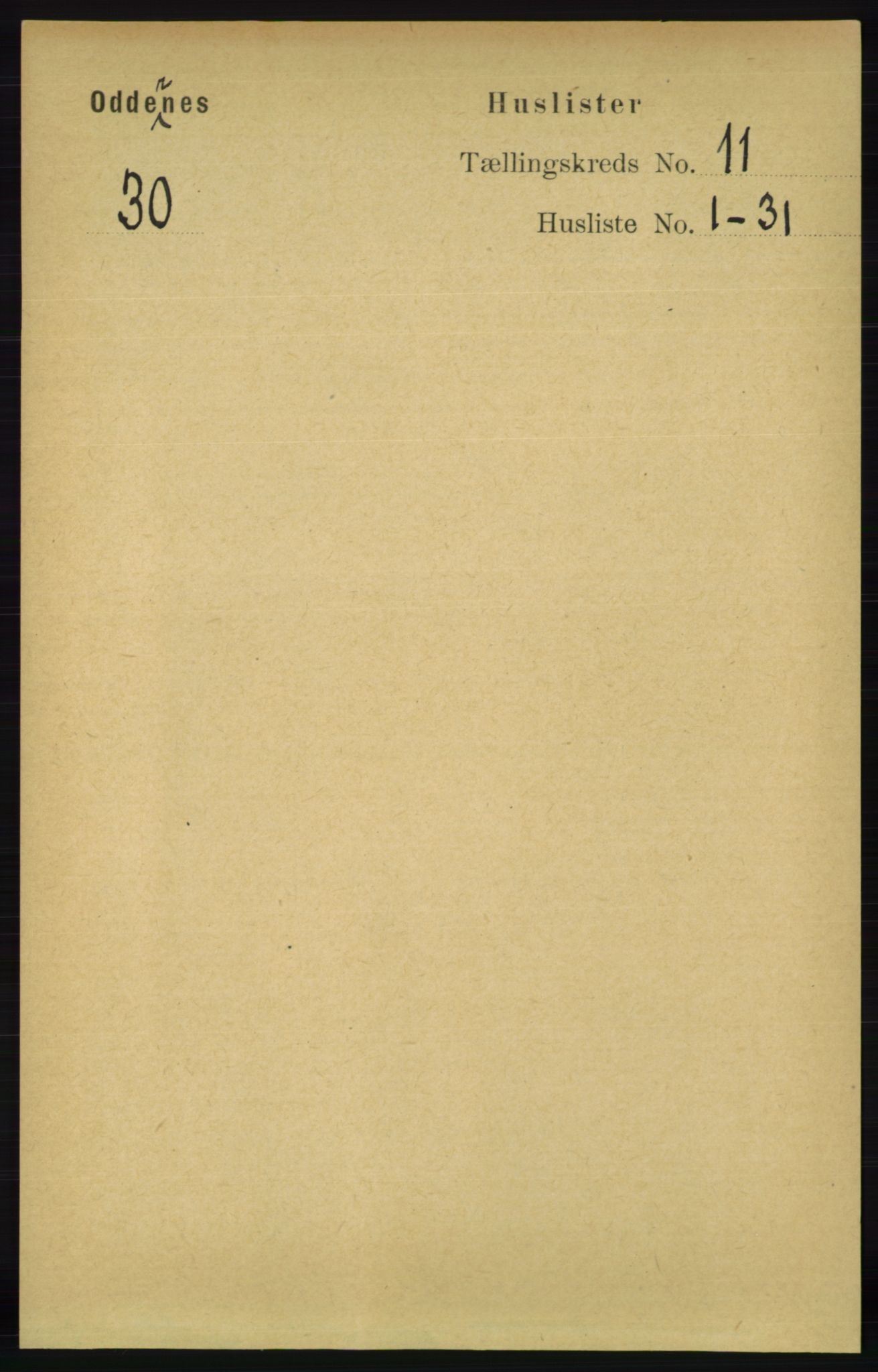 RA, 1891 census for 1012 Oddernes, 1891, p. 4102