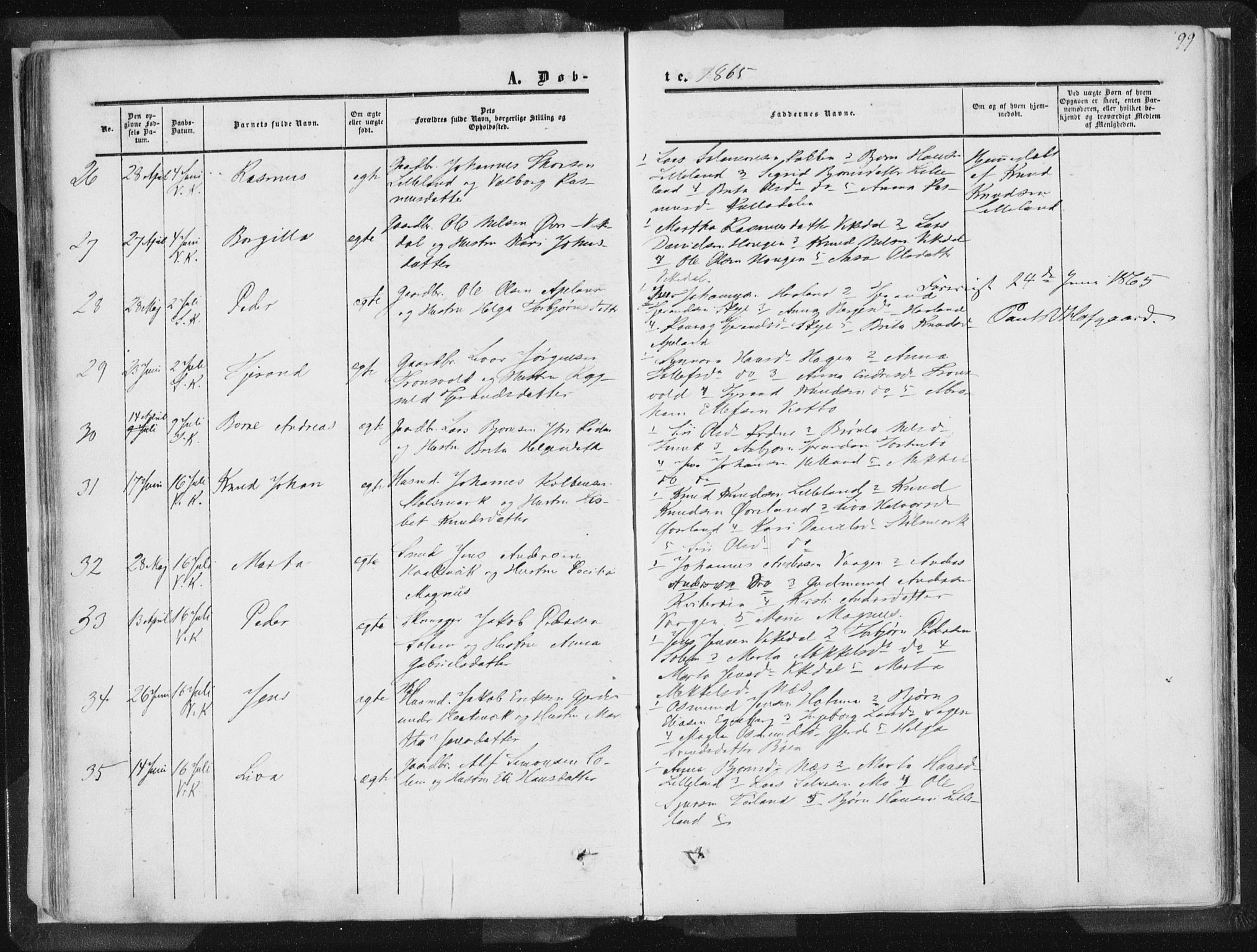 Vikedal sokneprestkontor, SAST/A-101840/01/IV: Parish register (official) no. A 6.1, 1851-1867, p. 99