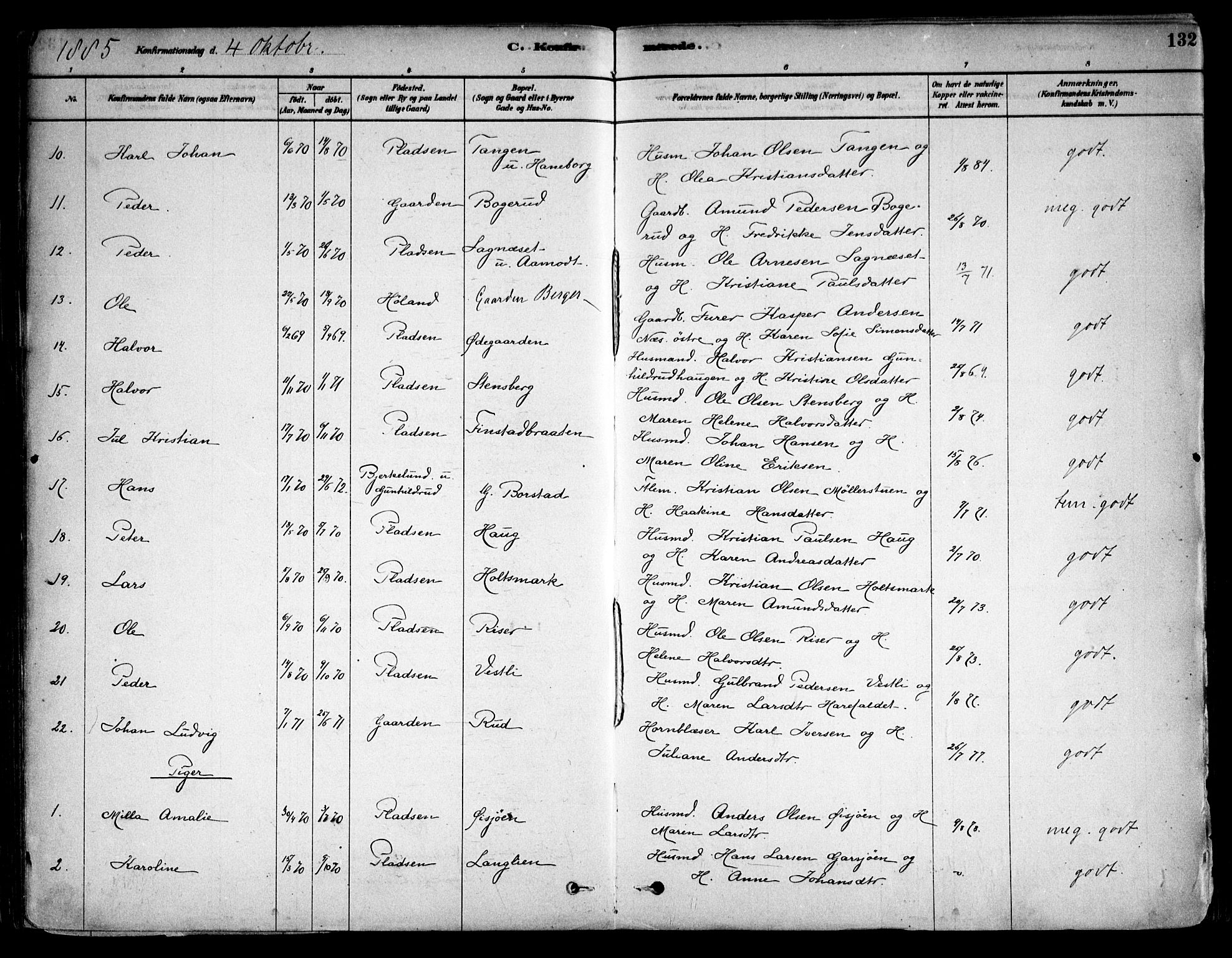 Aurskog prestekontor Kirkebøker, AV/SAO-A-10304a/F/Fa/L0008: Parish register (official) no. I 8, 1878-1937, p. 132