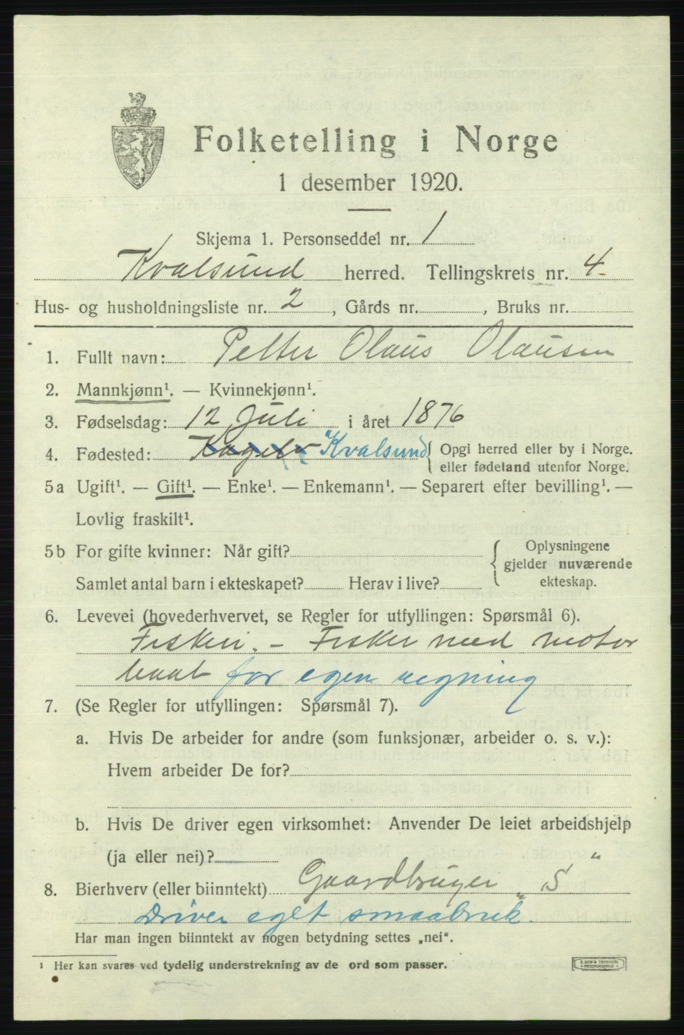 SATØ, 1920 census for , 1920, p. 1334