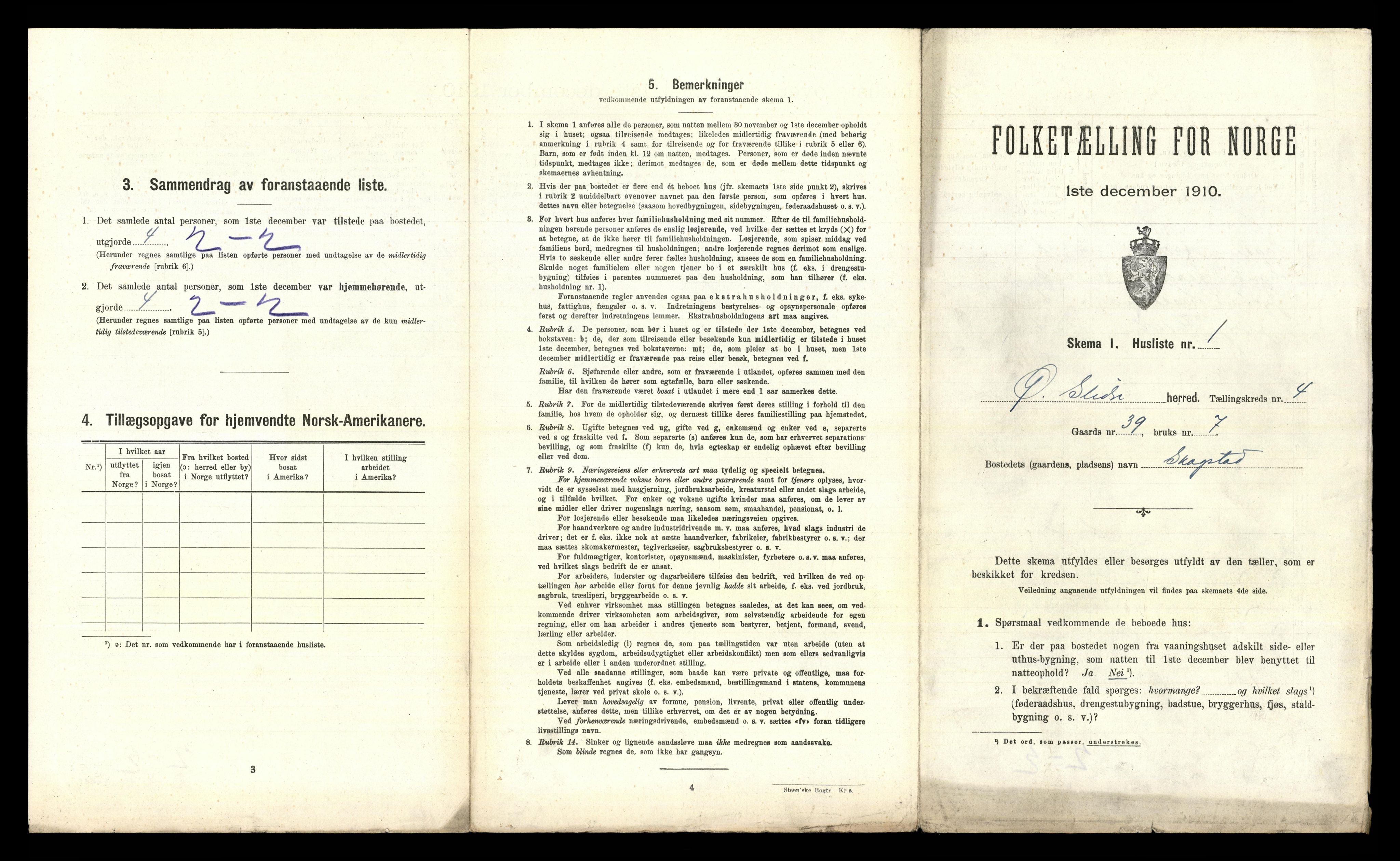 RA, 1910 census for Øystre Slidre, 1910, p. 280