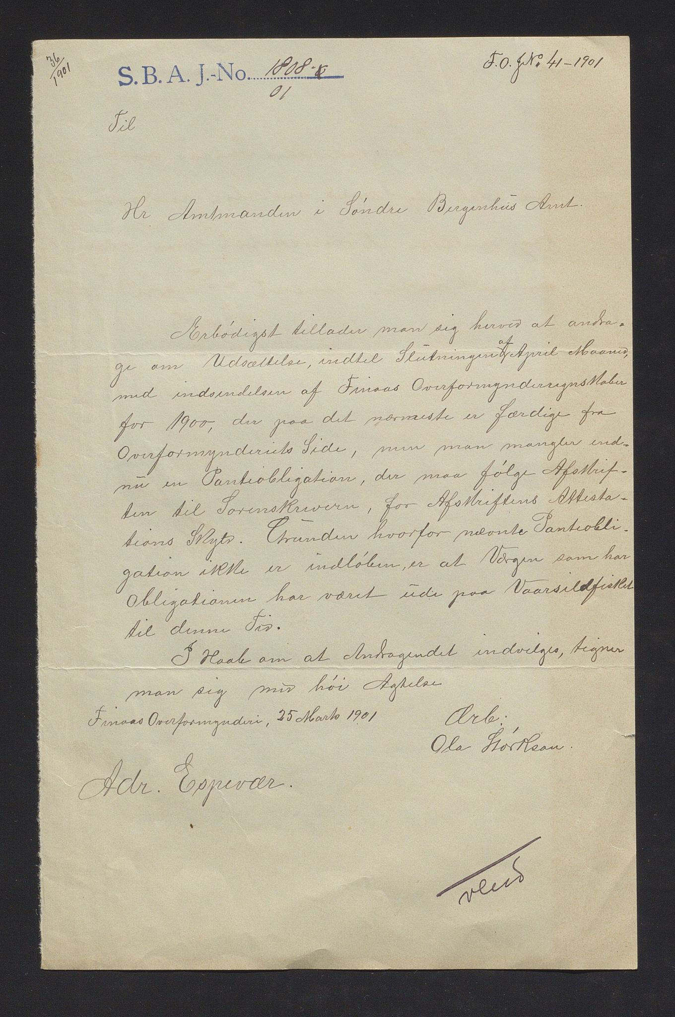 Finnaas kommune. Overformynderiet, IKAH/1218a-812/R/Ra/Raa/L0006/0008: Årlege rekneskap m/vedlegg / Årlege rekneskap m/vedlegg, 1899