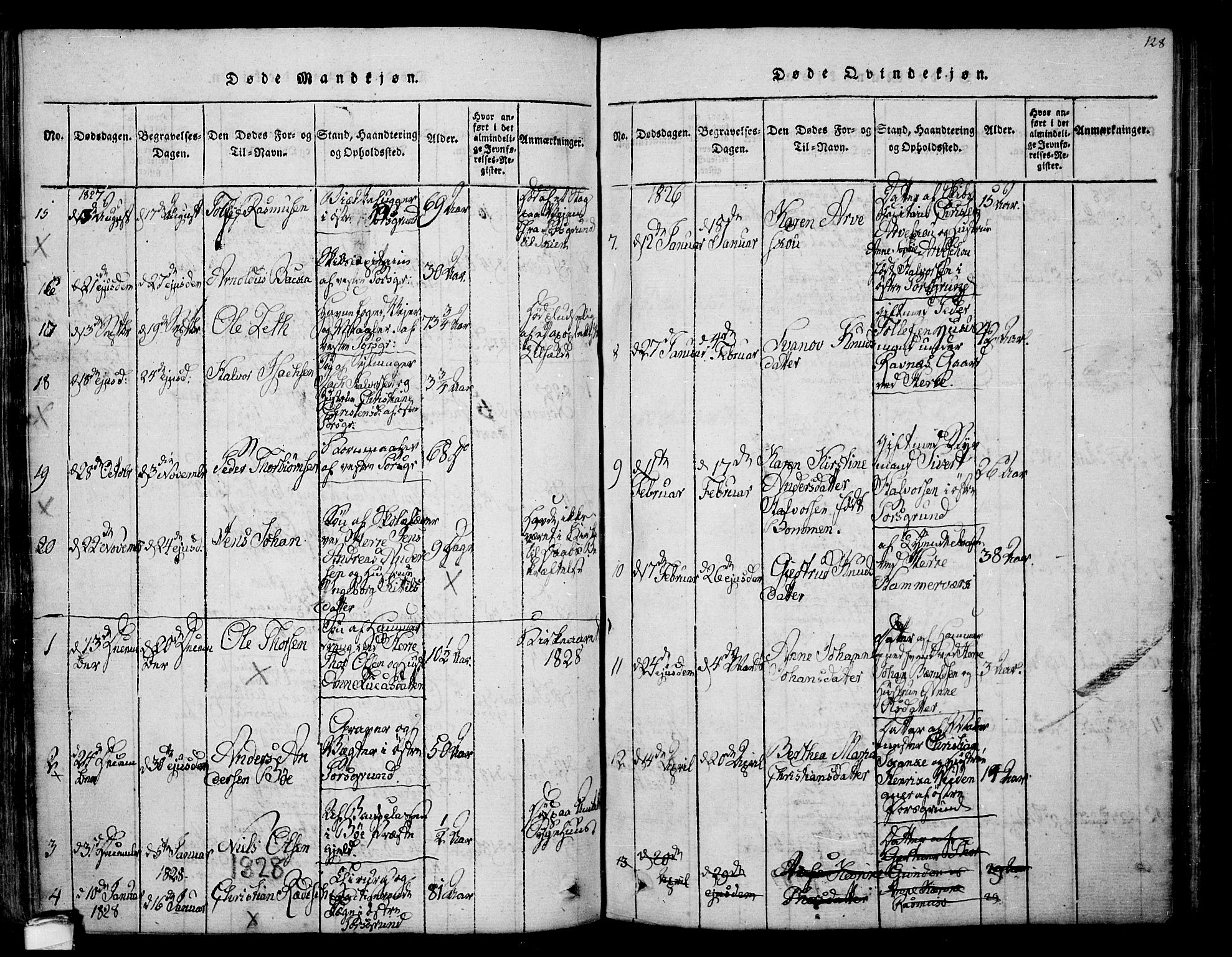 Porsgrunn kirkebøker , SAKO/A-104/F/Fa/L0004: Parish register (official) no. 4, 1814-1828, p. 128