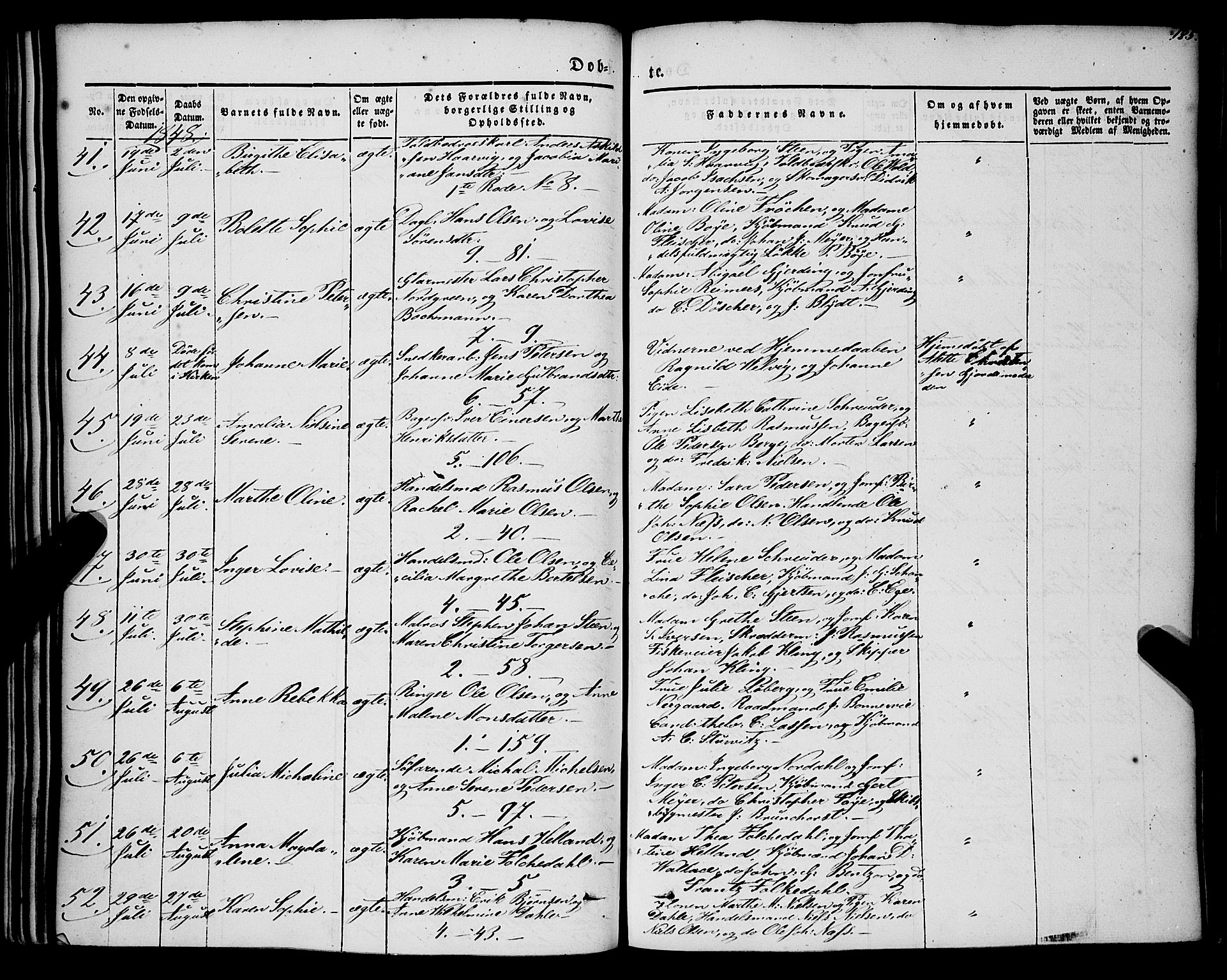 Nykirken Sokneprestembete, AV/SAB-A-77101/H/Haa/L0014: Parish register (official) no. B 1, 1844-1858, p. 185