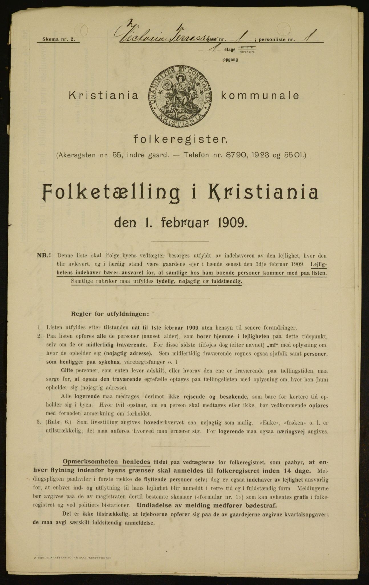 OBA, Municipal Census 1909 for Kristiania, 1909, p. 112008