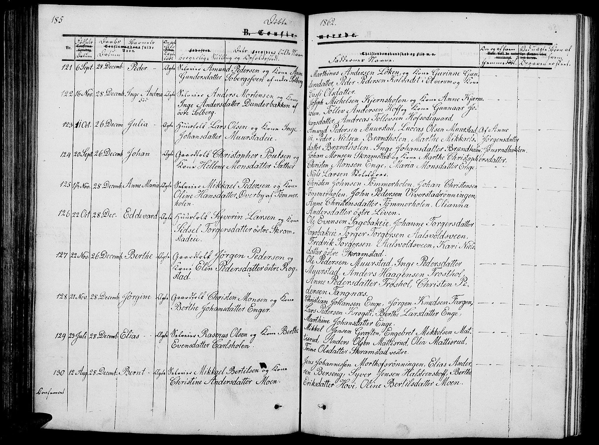 Løten prestekontor, AV/SAH-PREST-022/L/La/L0003: Parish register (copy) no. 3, 1850-1862, p. 185