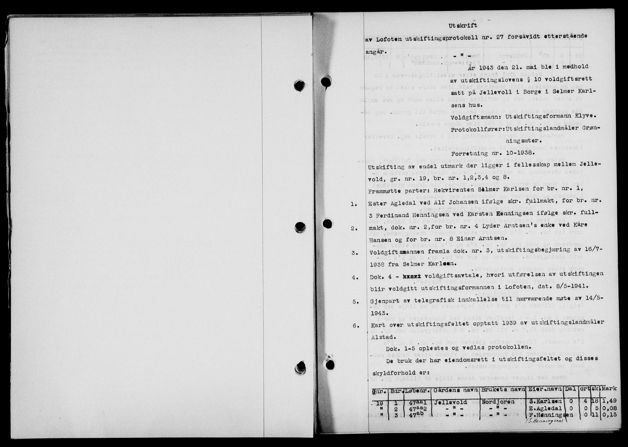 Lofoten sorenskriveri, SAT/A-0017/1/2/2C/L0011a: Mortgage book no. 11a, 1943-1943, Diary no: : 1278/1943