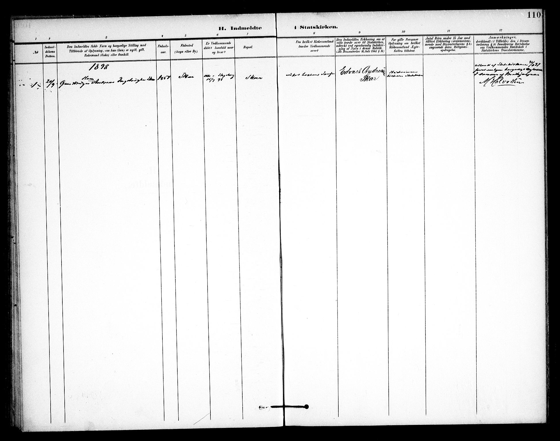 Skjeberg prestekontor Kirkebøker, AV/SAO-A-10923/F/Fb/L0002: Parish register (official) no. II 2, 1895-1910, p. 110