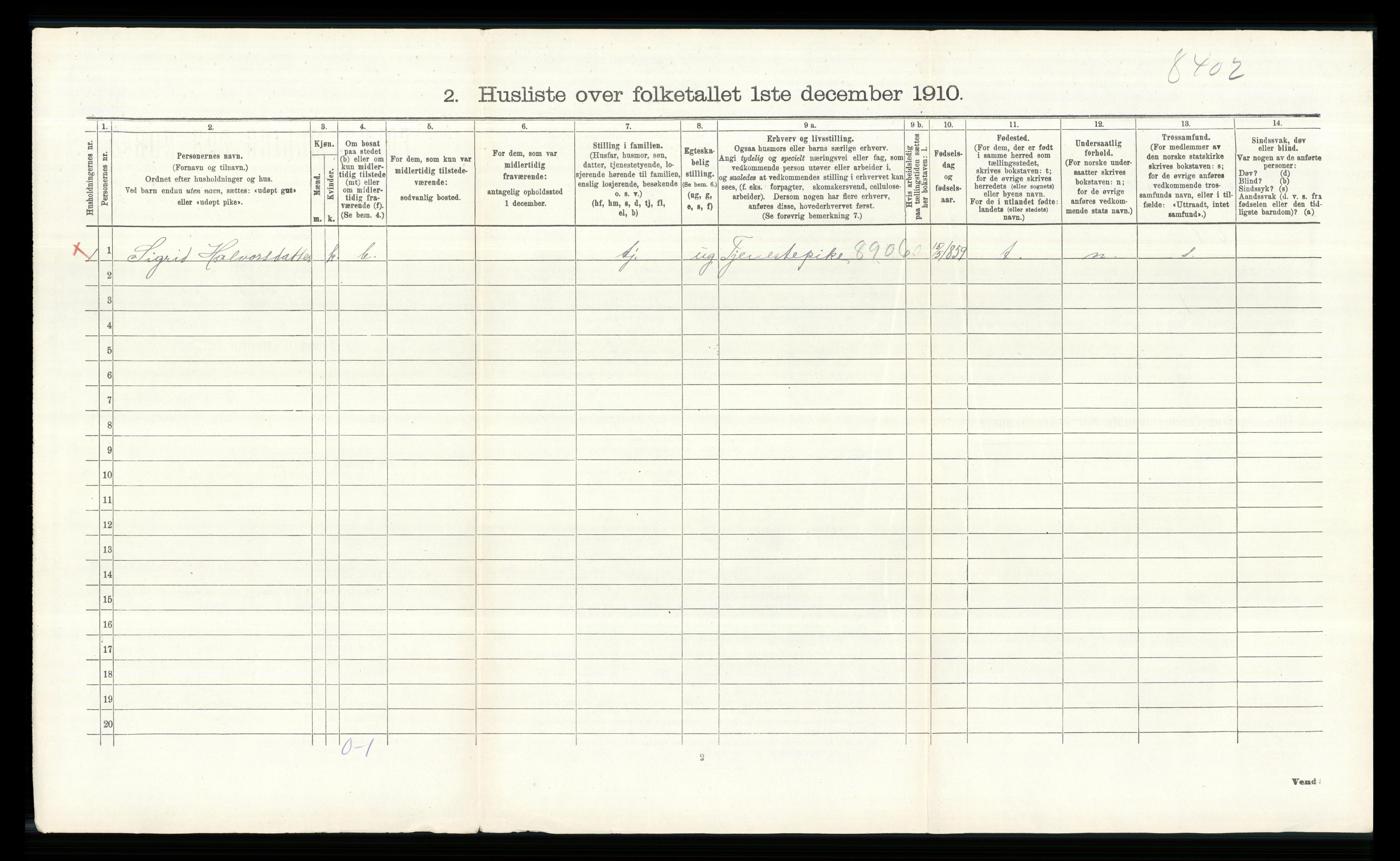 RA, 1910 census for Gol, 1910, p. 807