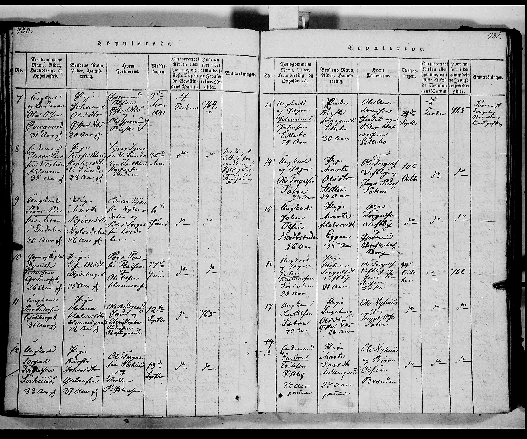 Trysil prestekontor, AV/SAH-PREST-046/H/Ha/Haa/L0003: Parish register (official) no. 3 /1, 1814-1841, p. 430-431