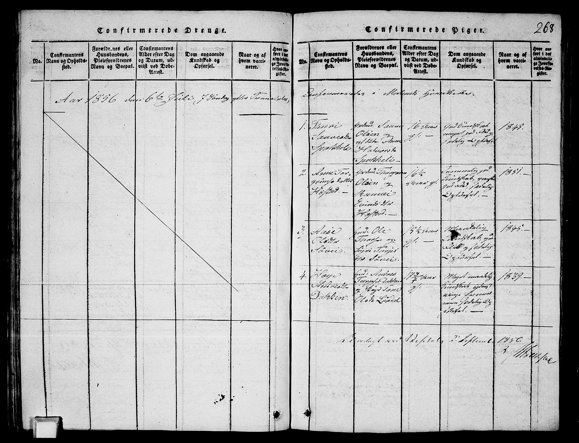 Fyresdal kirkebøker, SAKO/A-263/G/Ga/L0003: Parish register (copy) no. I 3, 1815-1863, p. 268