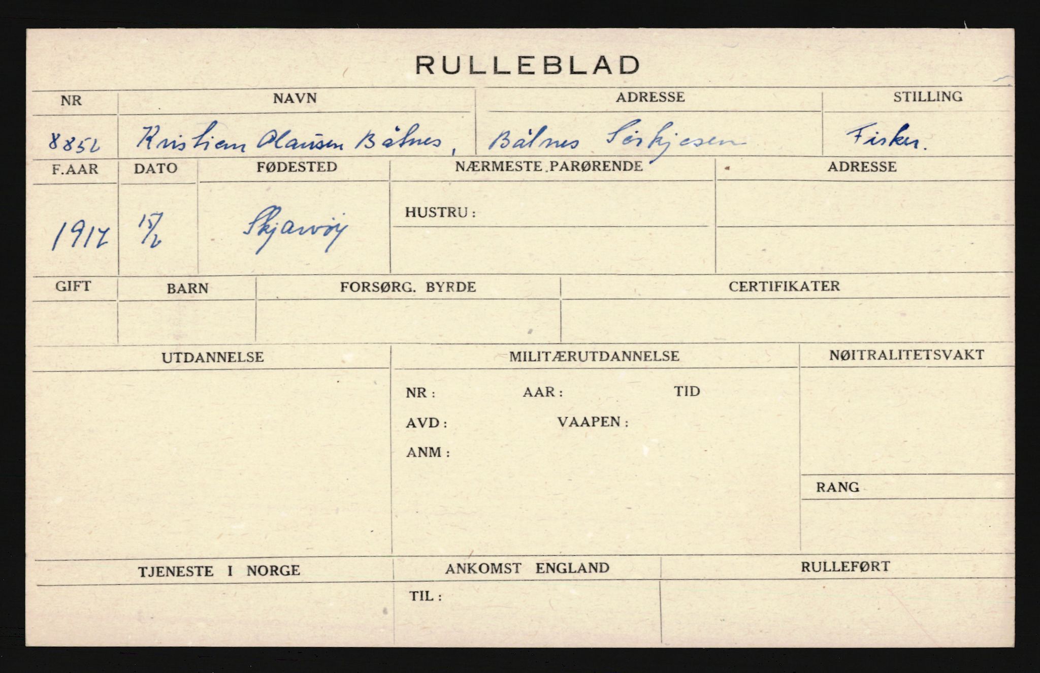 Forsvaret, Troms infanteriregiment nr. 16, AV/RA-RAFA-3146/P/Pa/L0022: Rulleblad for regimentets menige mannskaper, årsklasse 1938, 1938, p. 165