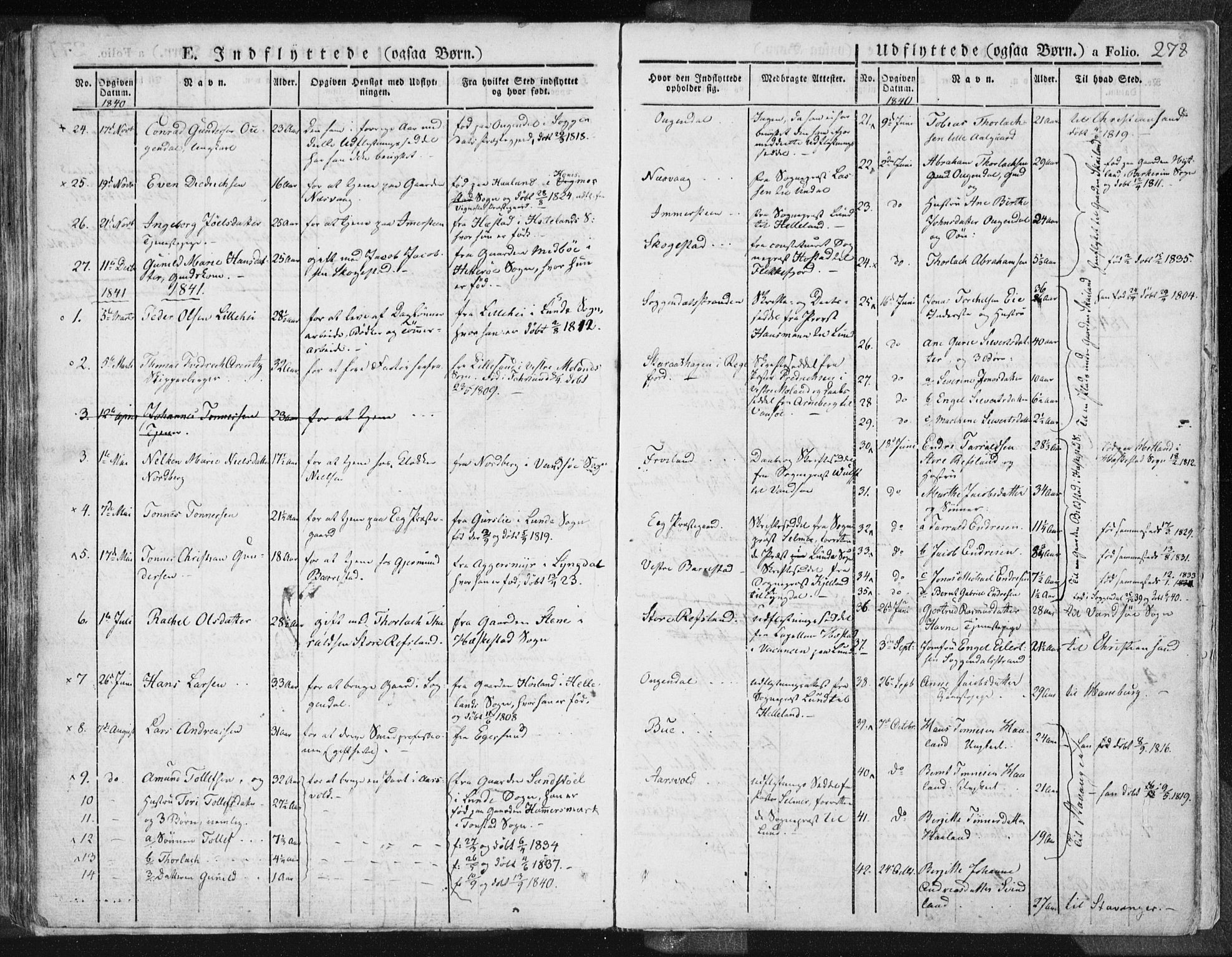Sokndal sokneprestkontor, SAST/A-101808: Parish register (official) no. A 7.1, 1826-1842, p. 278