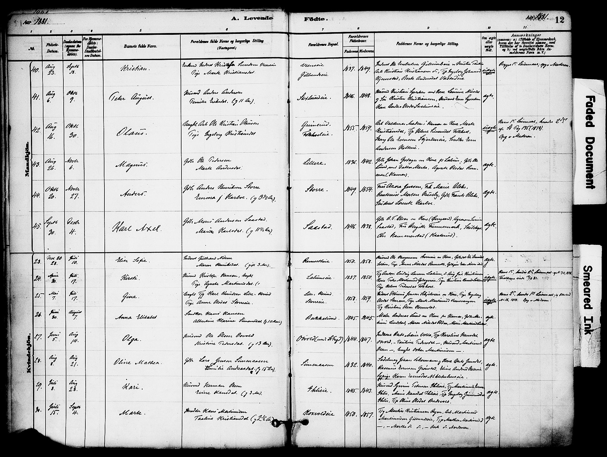 Stange prestekontor, AV/SAH-PREST-002/K/L0017: Parish register (official) no. 17, 1880-1893, p. 12