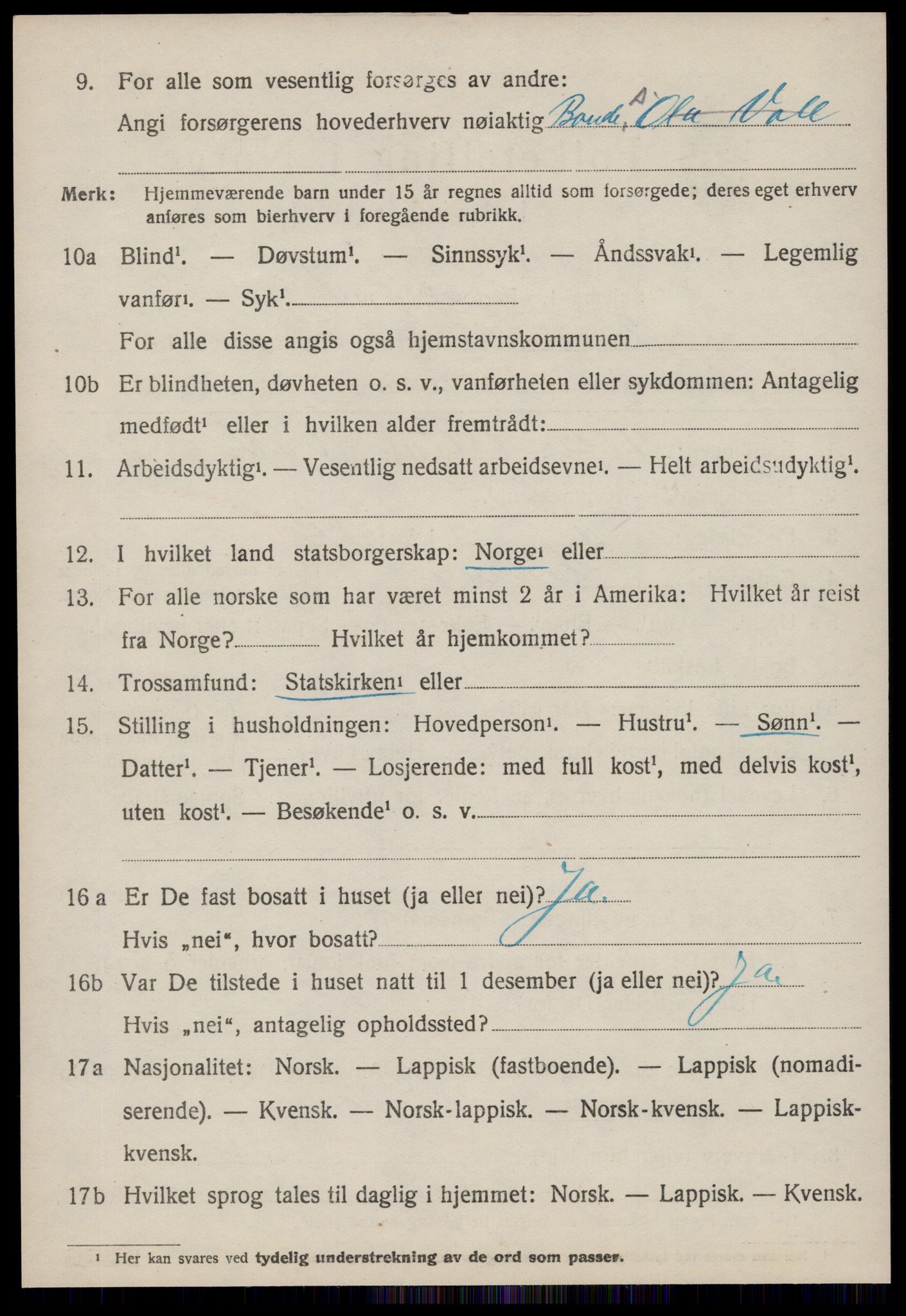 SAT, 1920 census for Rennebu, 1920, p. 1913