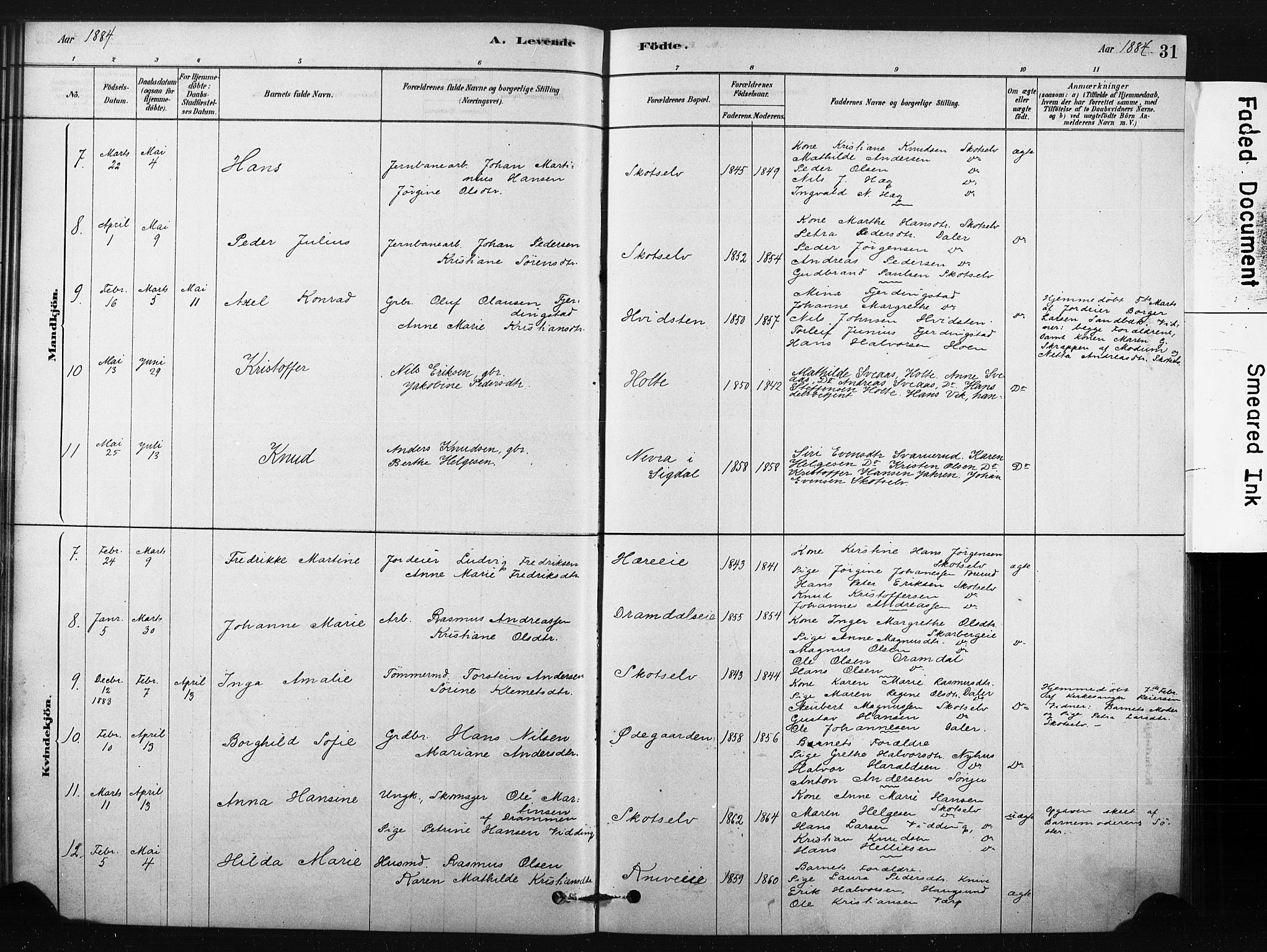 Eiker kirkebøker, SAKO/A-4/F/Fc/L0001: Parish register (official) no. III 1, 1878-1889, p. 31