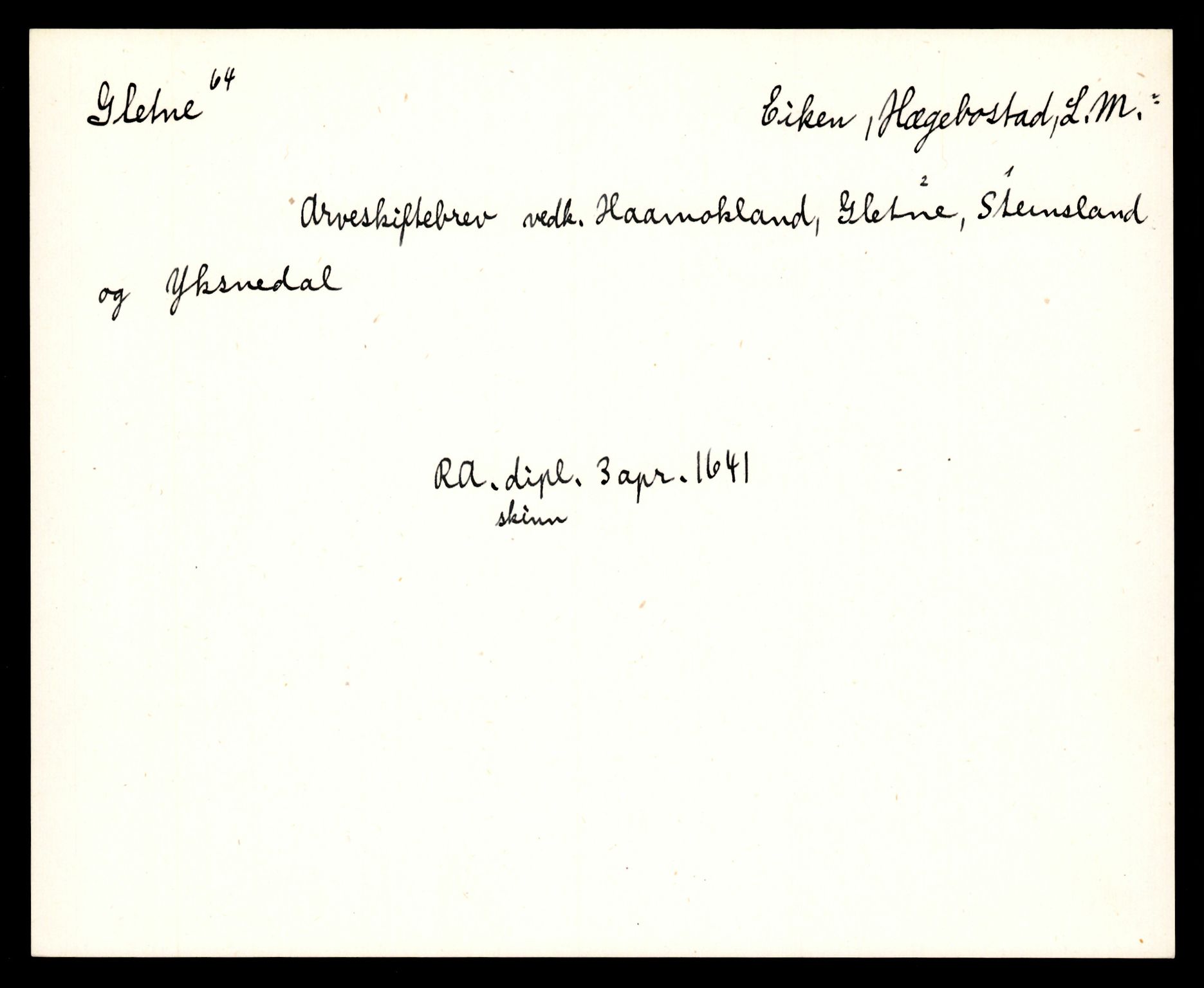 Riksarkivets diplomsamling, AV/RA-EA-5965/F35/F35e/L0026: Registreringssedler Vest-Agder 2, 1400-1700, p. 223