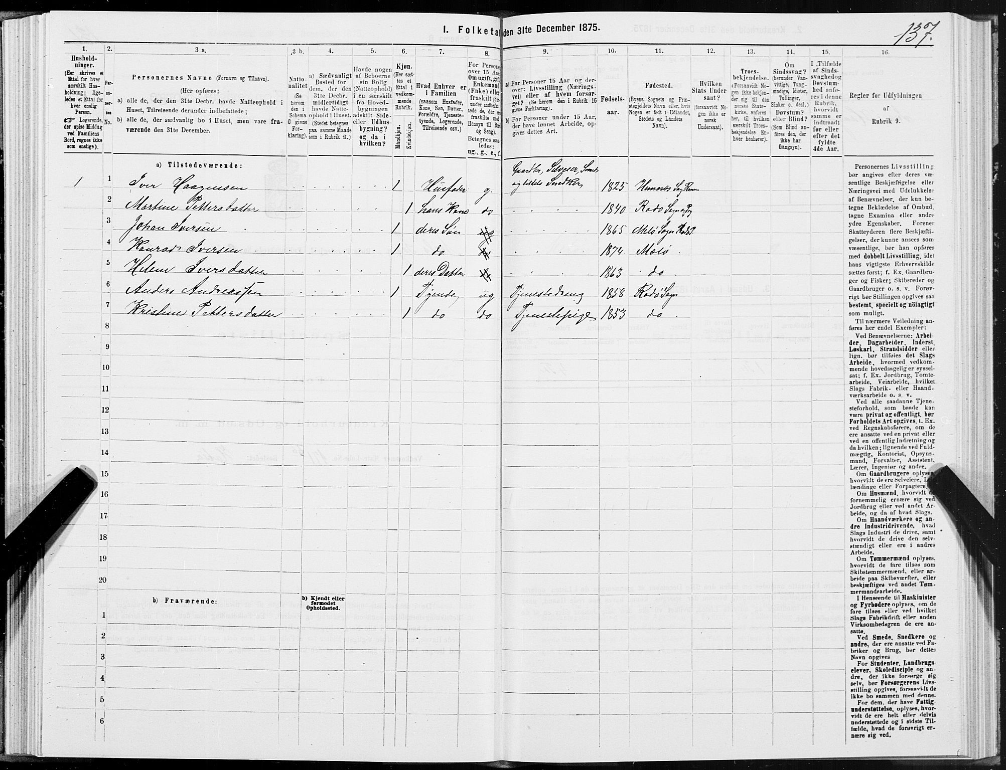 SAT, 1875 census for 1836P Rødøy, 1875, p. 4137