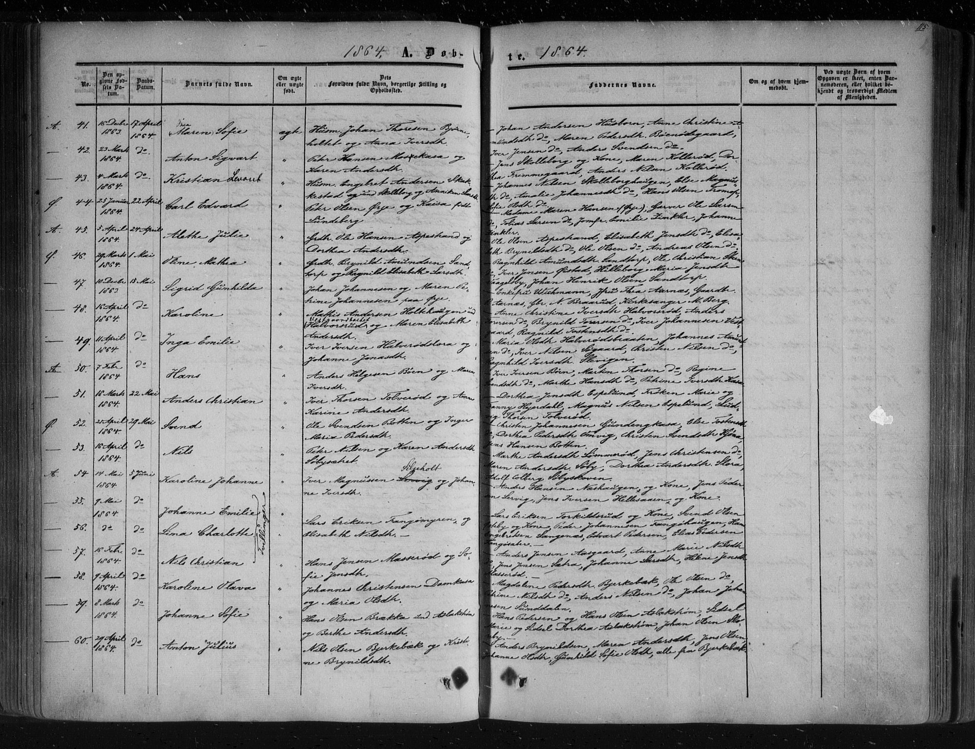Aremark prestekontor Kirkebøker, SAO/A-10899/F/Fc/L0003: Parish register (official) no. III 3, 1850-1865, p. 115