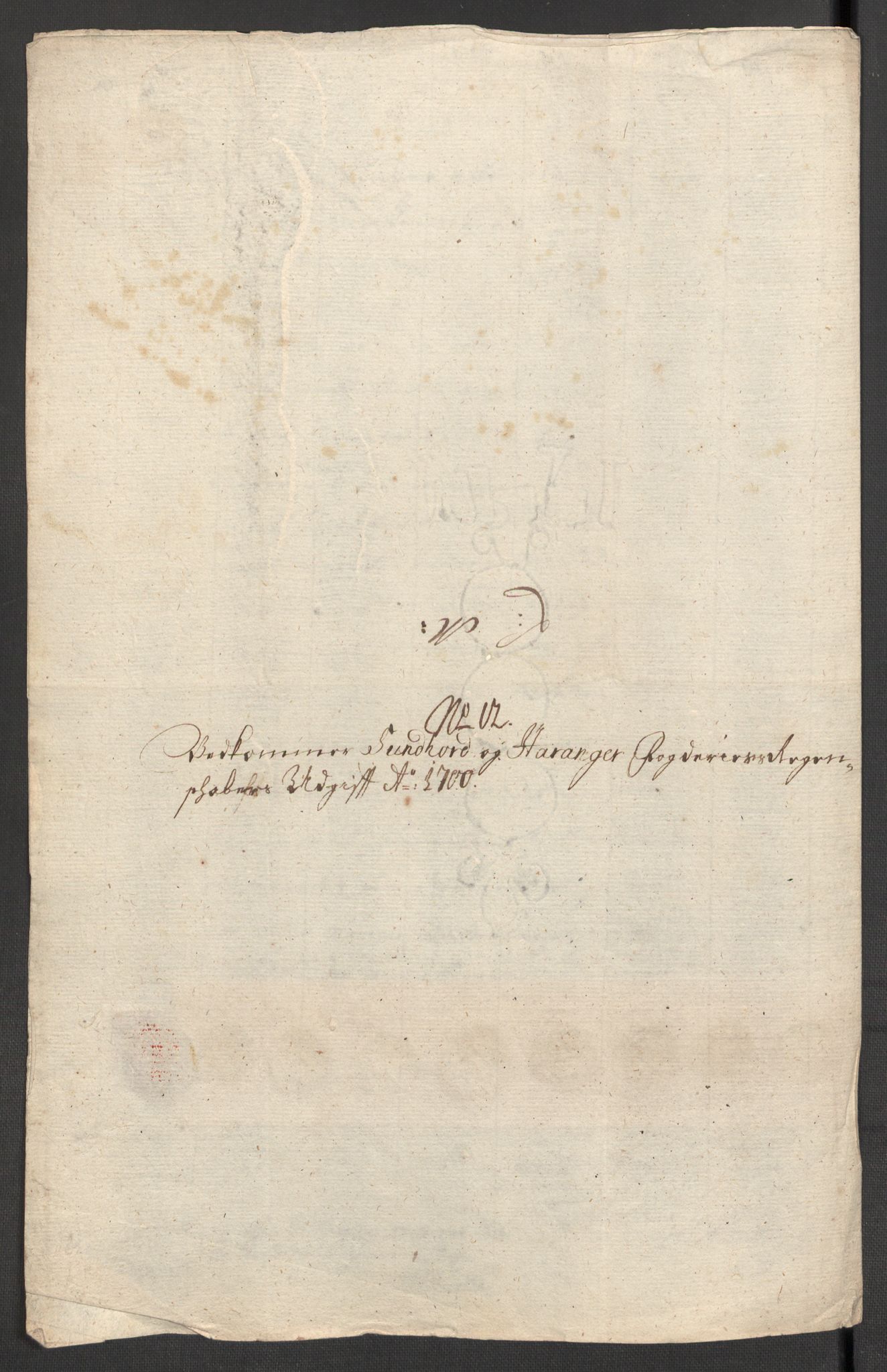 Rentekammeret inntil 1814, Reviderte regnskaper, Fogderegnskap, AV/RA-EA-4092/R48/L2979: Fogderegnskap Sunnhordland og Hardanger, 1700-1701, p. 260