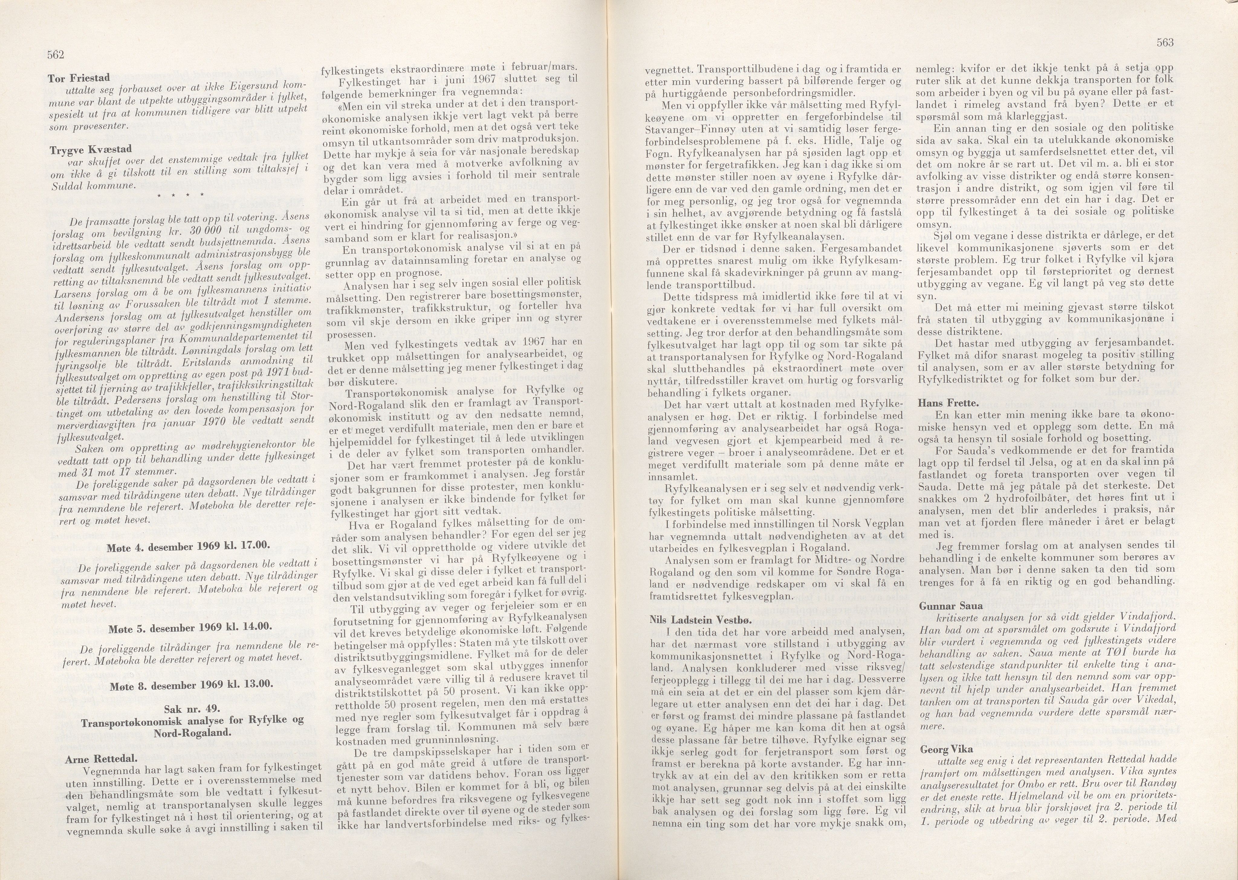 Rogaland fylkeskommune - Fylkesrådmannen , IKAR/A-900/A/Aa/Aaa/L0089: Møtebok , 1969, p. 562-563