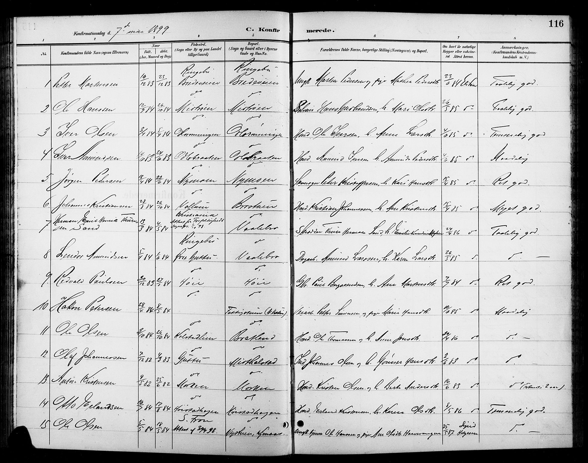 Ringebu prestekontor, SAH/PREST-082/H/Ha/Hab/L0009: Parish register (copy) no. 9, 1899-1921, p. 116