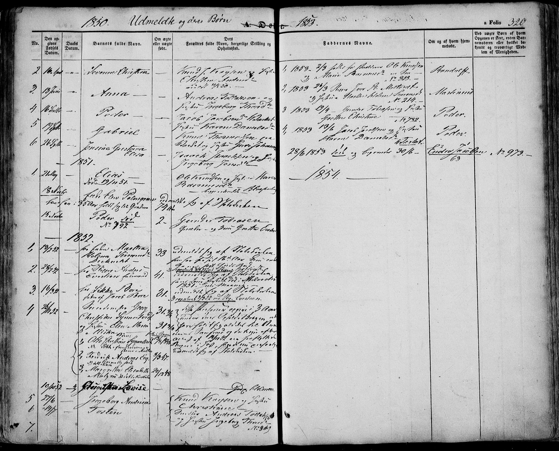Domkirken sokneprestkontor, SAST/A-101812/001/30/30BA/L0016: Parish register (official) no. A 15, 1844-1854, p. 320