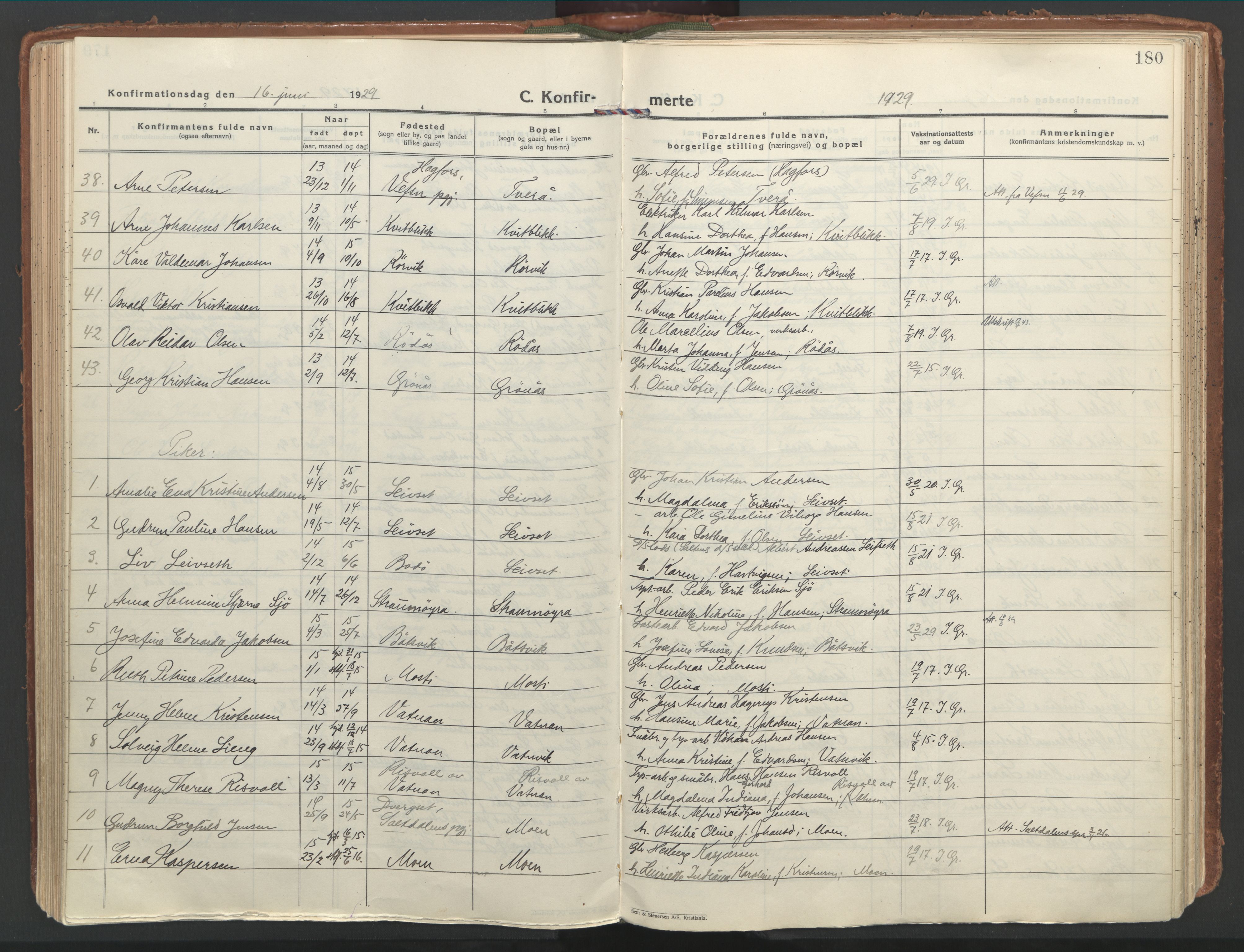 Ministerialprotokoller, klokkerbøker og fødselsregistre - Nordland, AV/SAT-A-1459/849/L0699: Parish register (official) no. 849A10, 1924-1937, p. 180