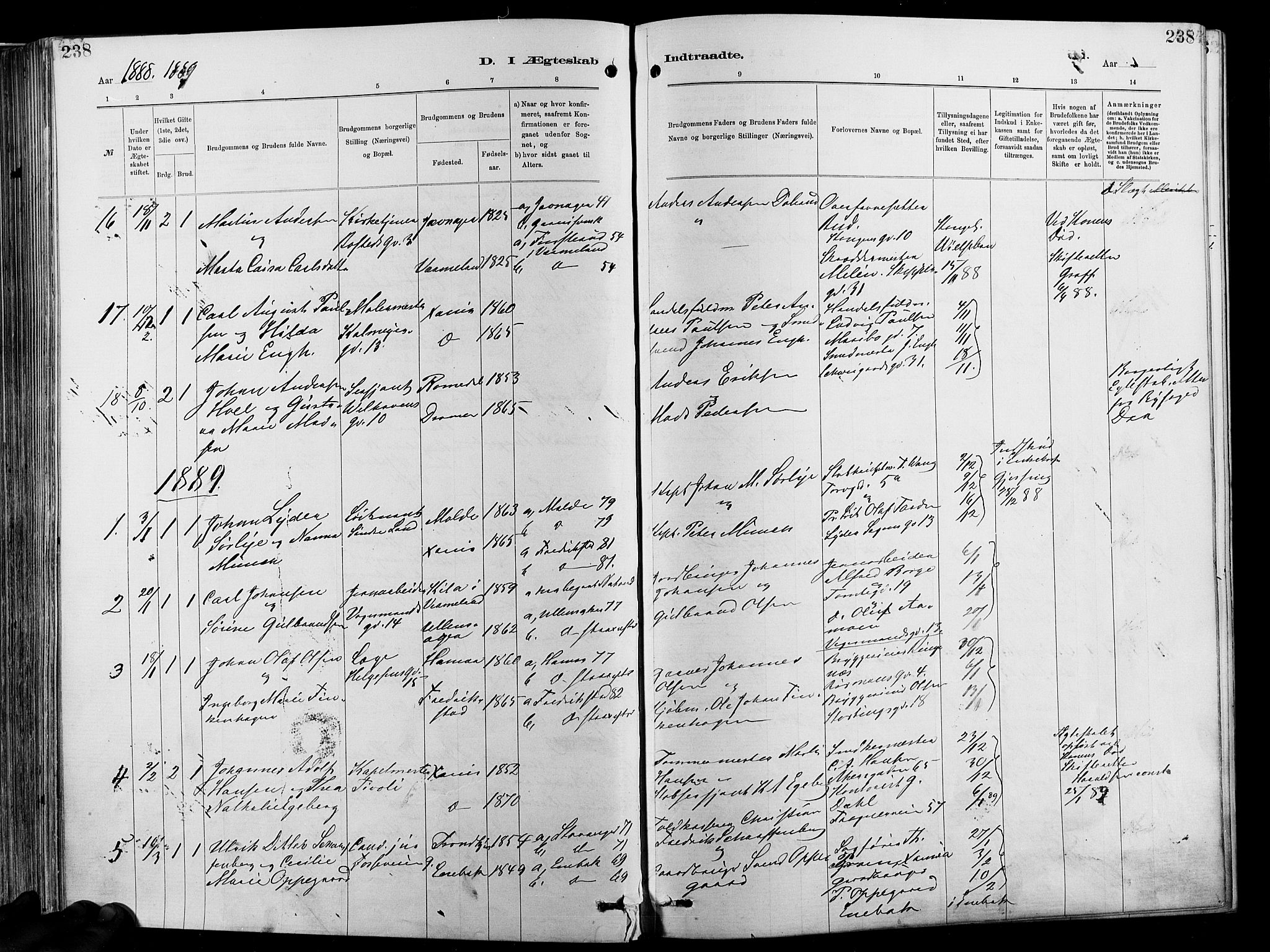 Garnisonsmenigheten Kirkebøker, SAO/A-10846/F/Fa/L0012: Parish register (official) no. 12, 1880-1893, p. 238