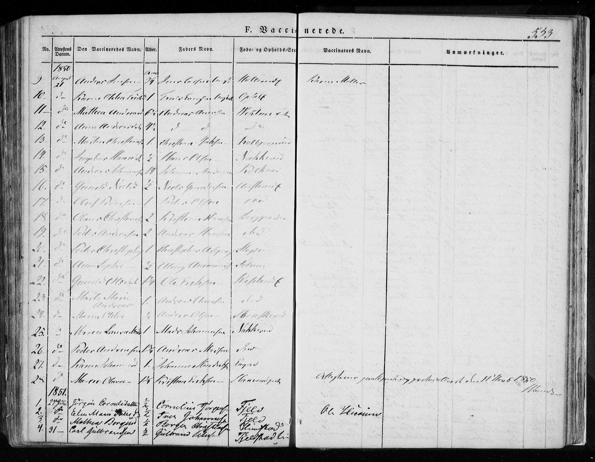 Hole kirkebøker, SAKO/A-228/F/Fa/L0005: Parish register (official) no. I 5, 1833-1851, p. 553