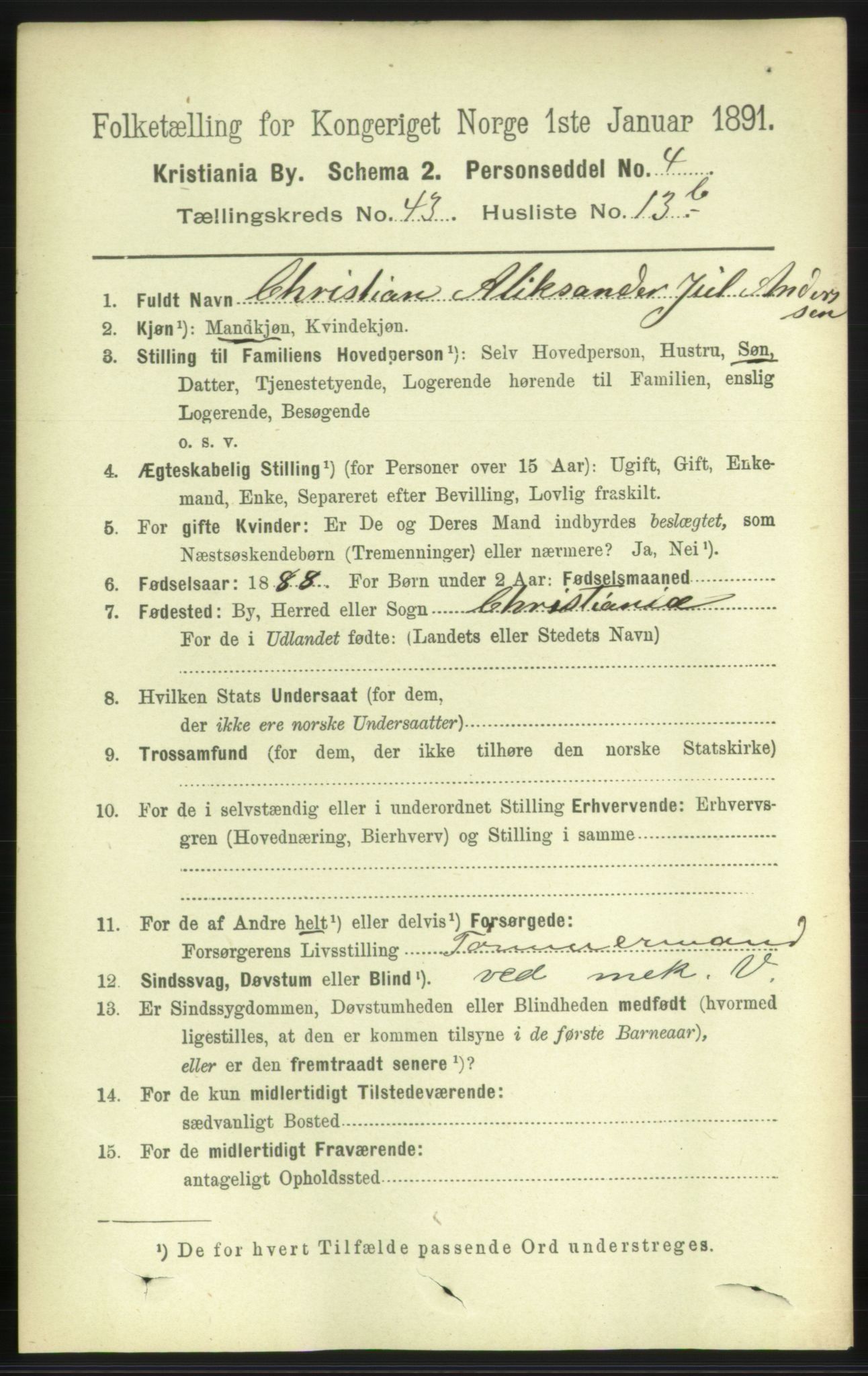 RA, 1891 census for 0301 Kristiania, 1891, p. 26095