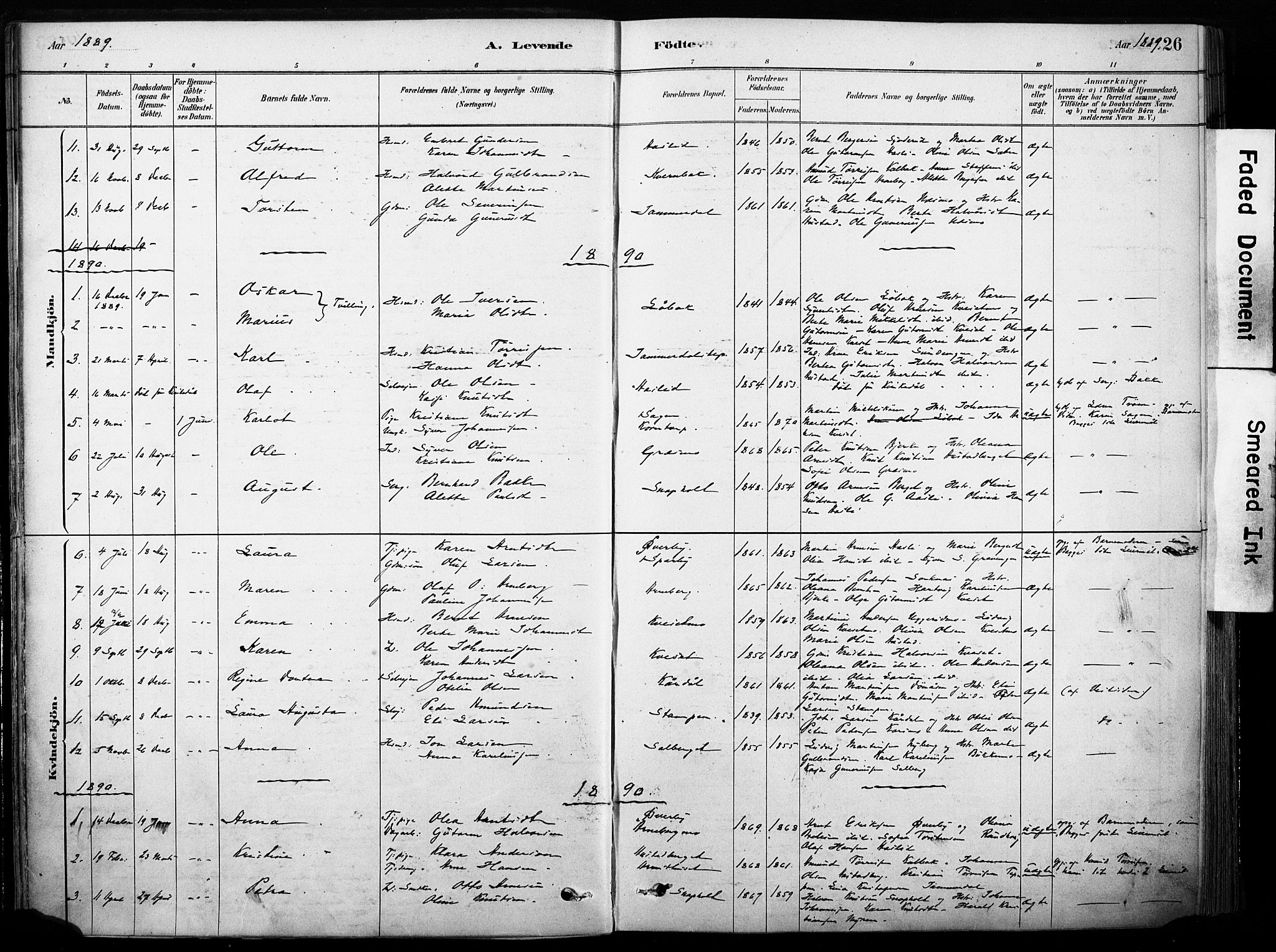 Hof prestekontor, AV/SAH-PREST-038/H/Ha/Haa/L0011: Parish register (official) no. 11, 1879-1911, p. 26