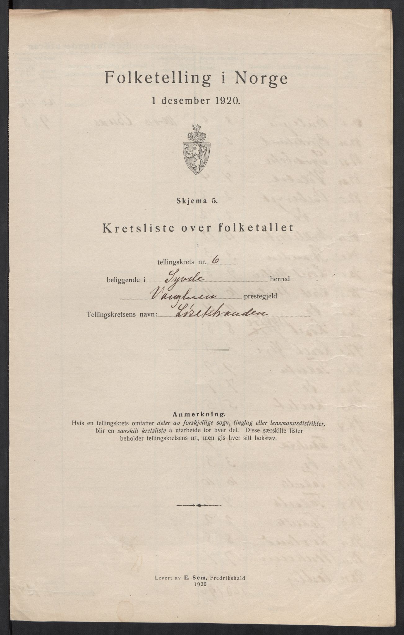 SAT, 1920 census for Syvde, 1920, p. 26