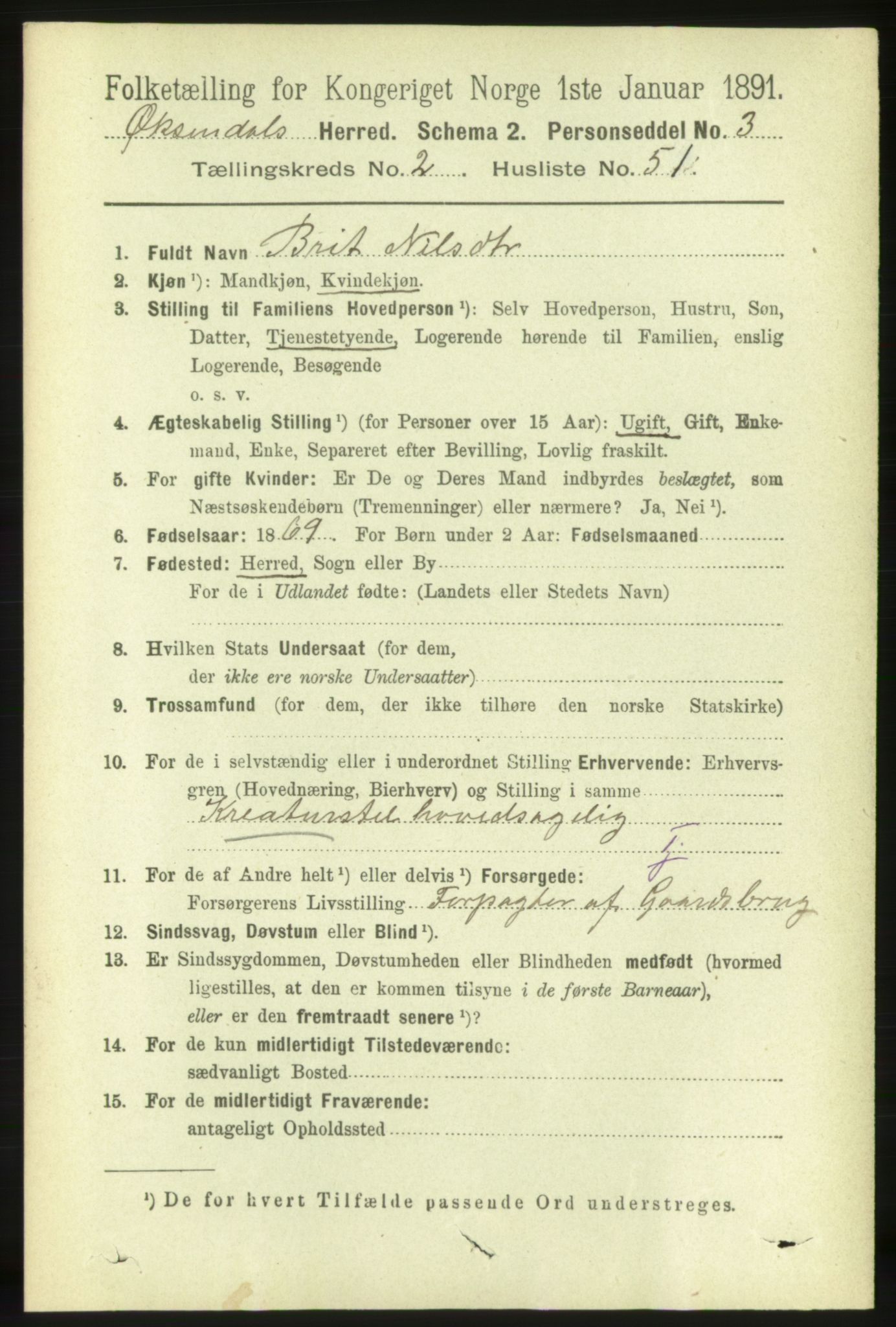 RA, 1891 census for 1561 Øksendal, 1891, p. 566